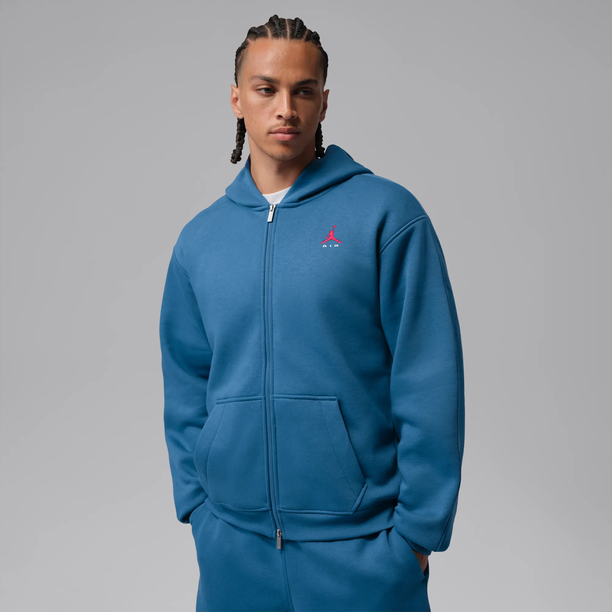 Nike Jordan Brooklyn Men's Full-Zip Hoodie - Blue - Fleece