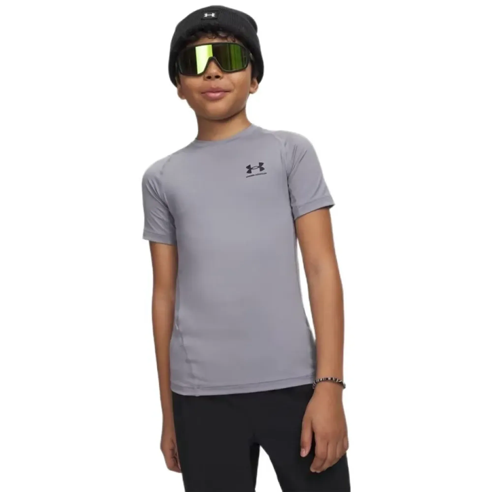 Under Armour HeatGear® Armour Boys' Short Sleeve Steel / Black YLG (59 - 63 in)