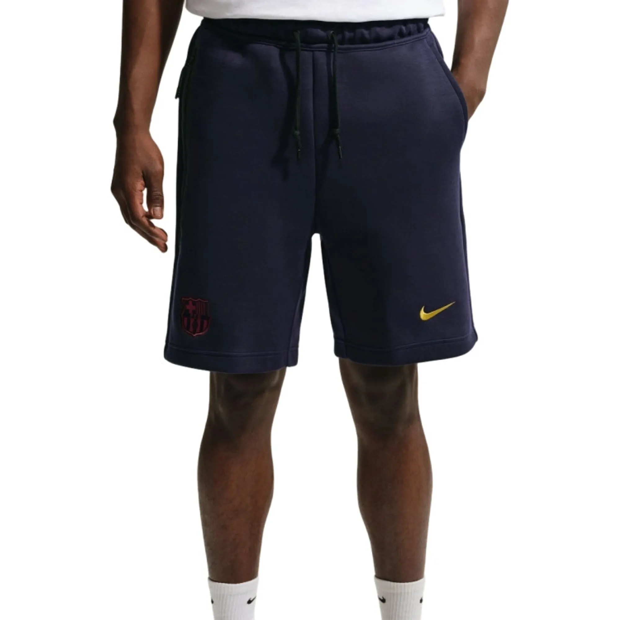 Nike Barcelona Shorts Tech Fleece - Blackened Blue/Mineral Yellow - ['Blue']