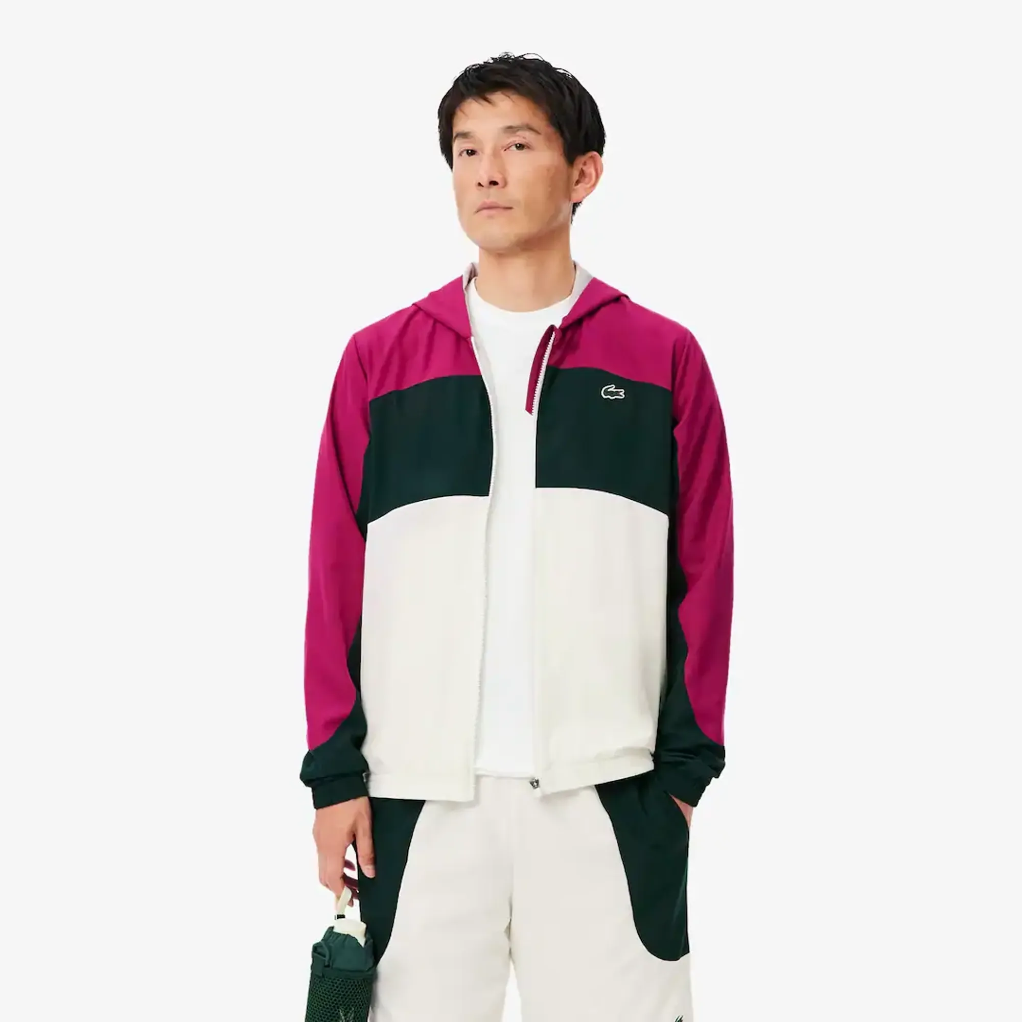 Lacoste Sport Colour-Block Track Jacket - Blanc / Vert / Rose Fushia