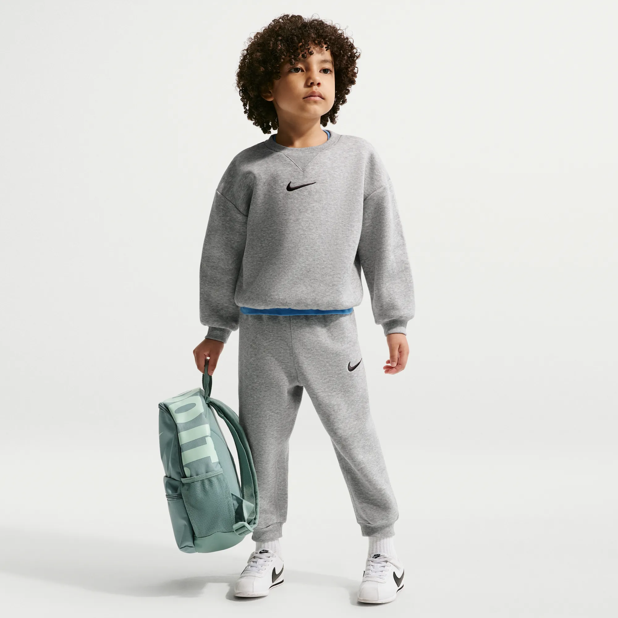 Nike Younger Kids' Essential Fleece 2-Piece Crew Set - Dark Grey Heather