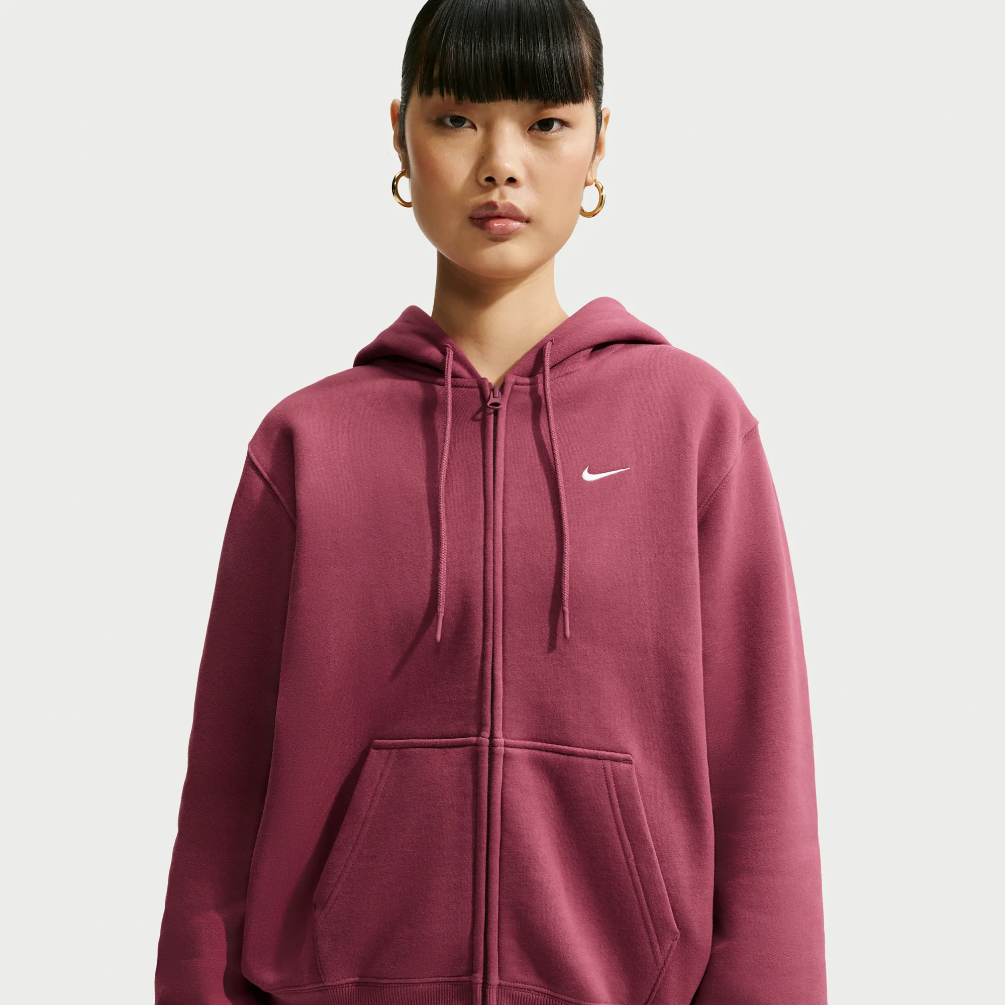 Nike Studio Fleece Medium Weight Women's Full-Zip Hoodie - Pink Smoke - Fleece