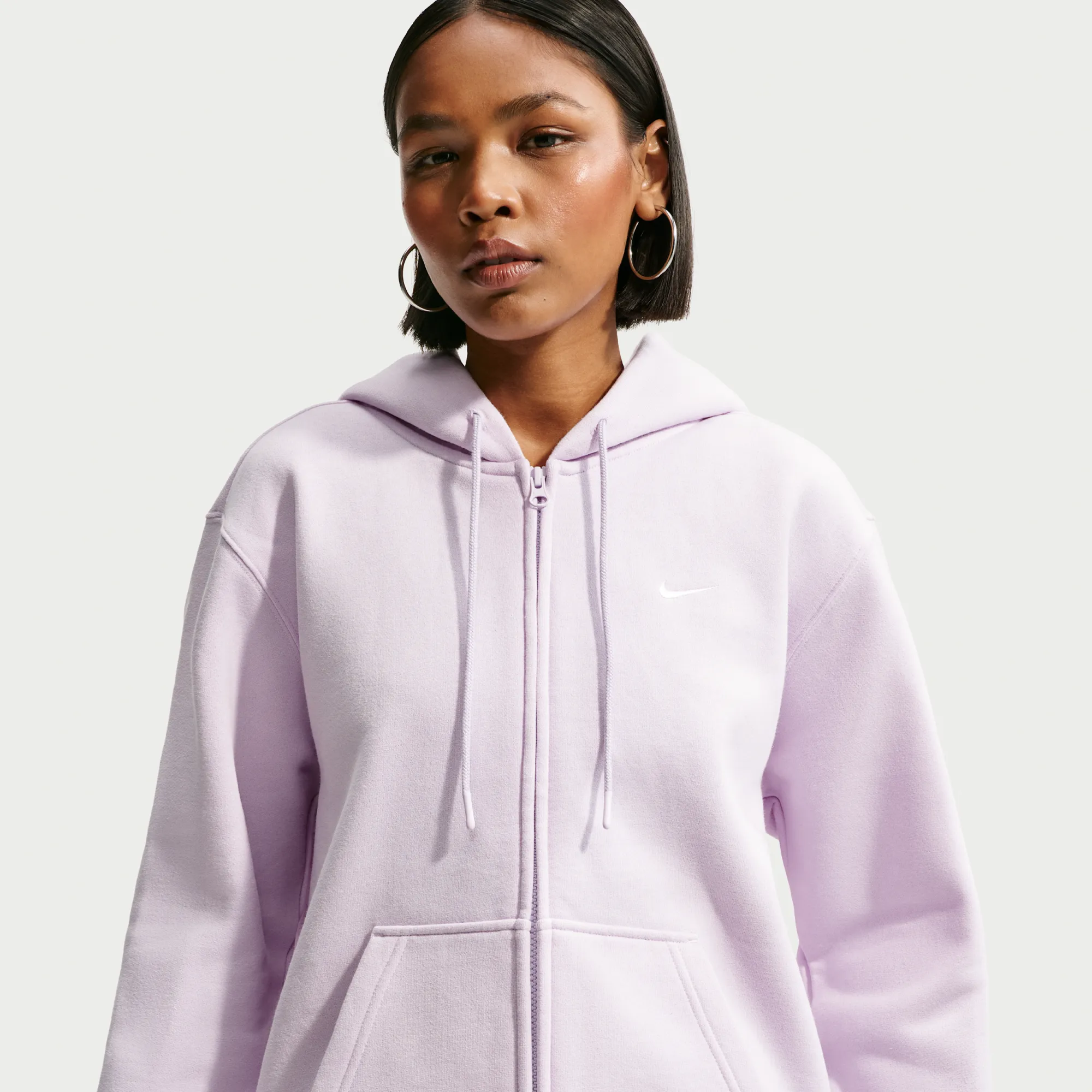 Nike Studio Fleece Medium Weight Women's Full-Zip Hoodie - Bleached Lilac - Fleece