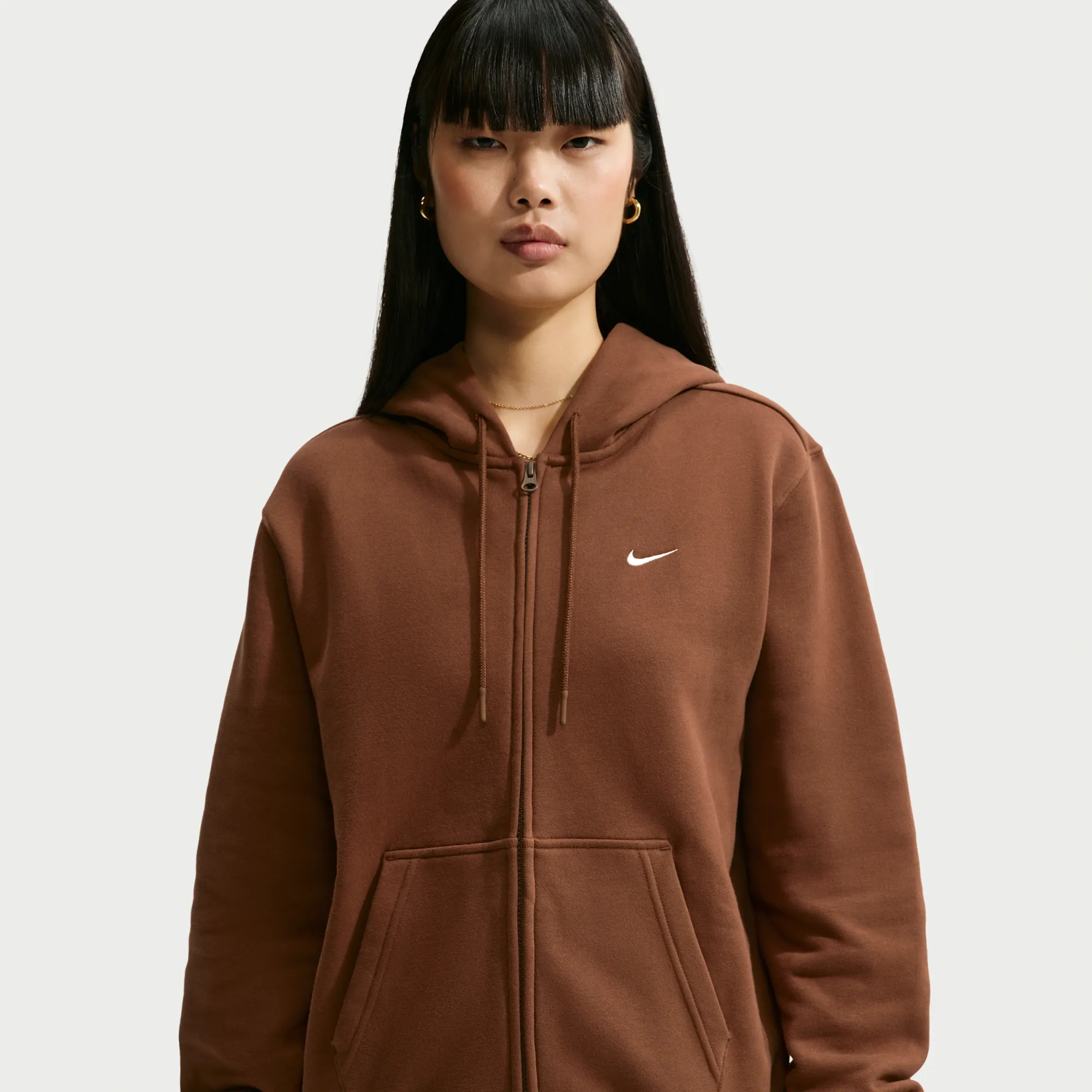 Nike Studio Fleece Medium Weight Women's Full-Zip Hoodie - Cacao Wow - Fleece