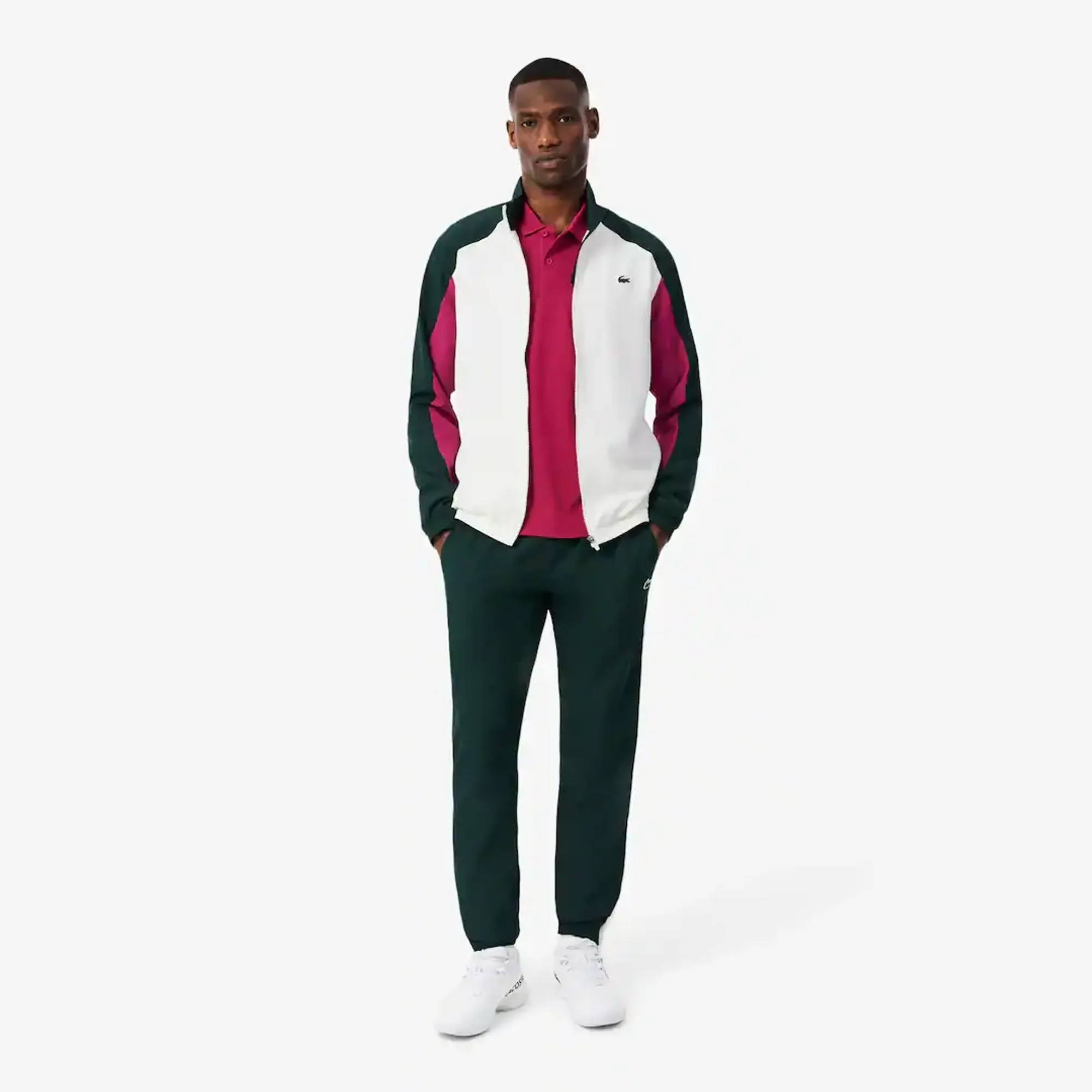 Lacoste Sport Printed Colour-Block Tracksuit - Blanc / Vert / Rose Fushia