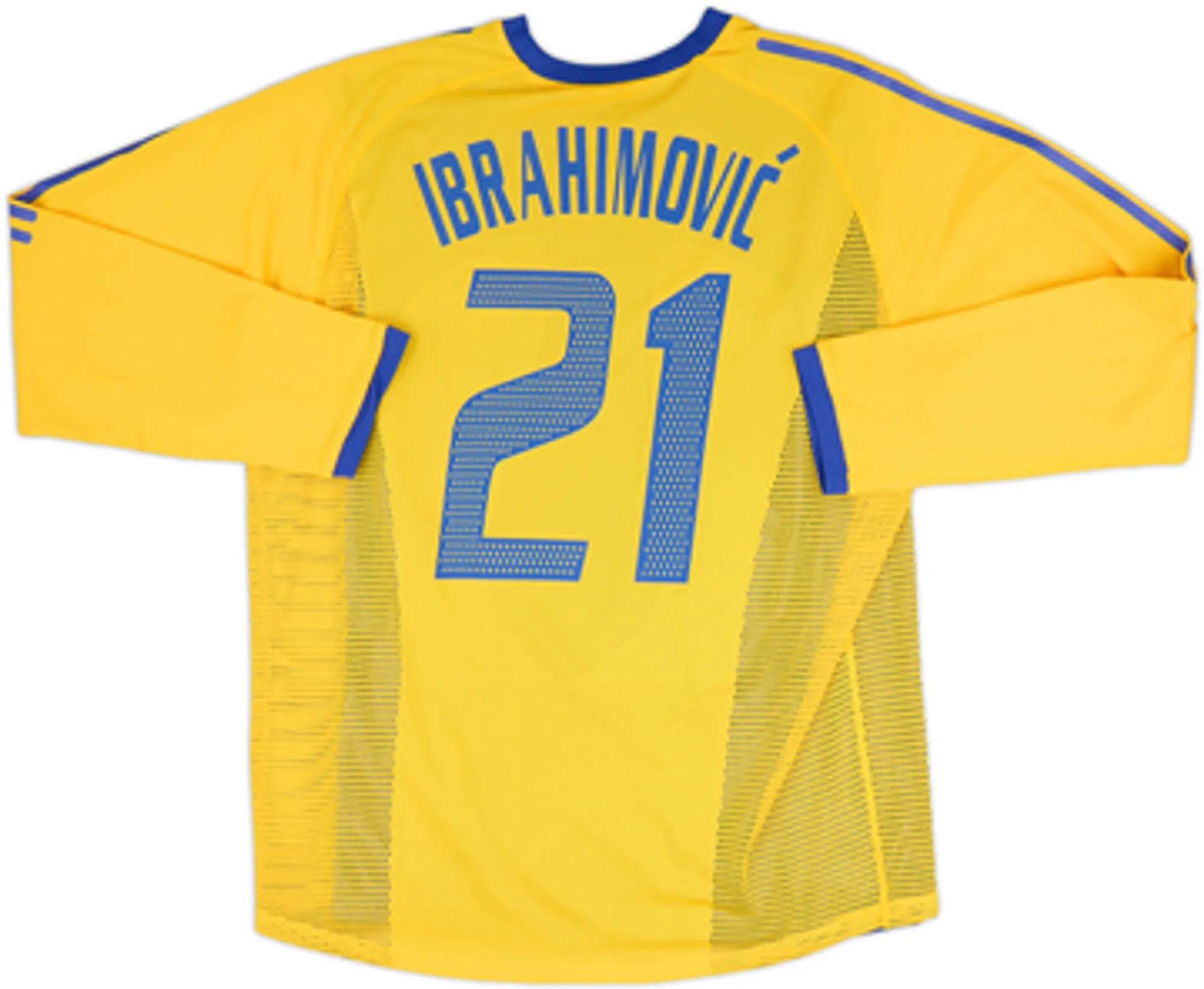 2002-03 Sweden Player Issue Home L/S Shirt Ibrahimovic #21 - 9/10 - (L)