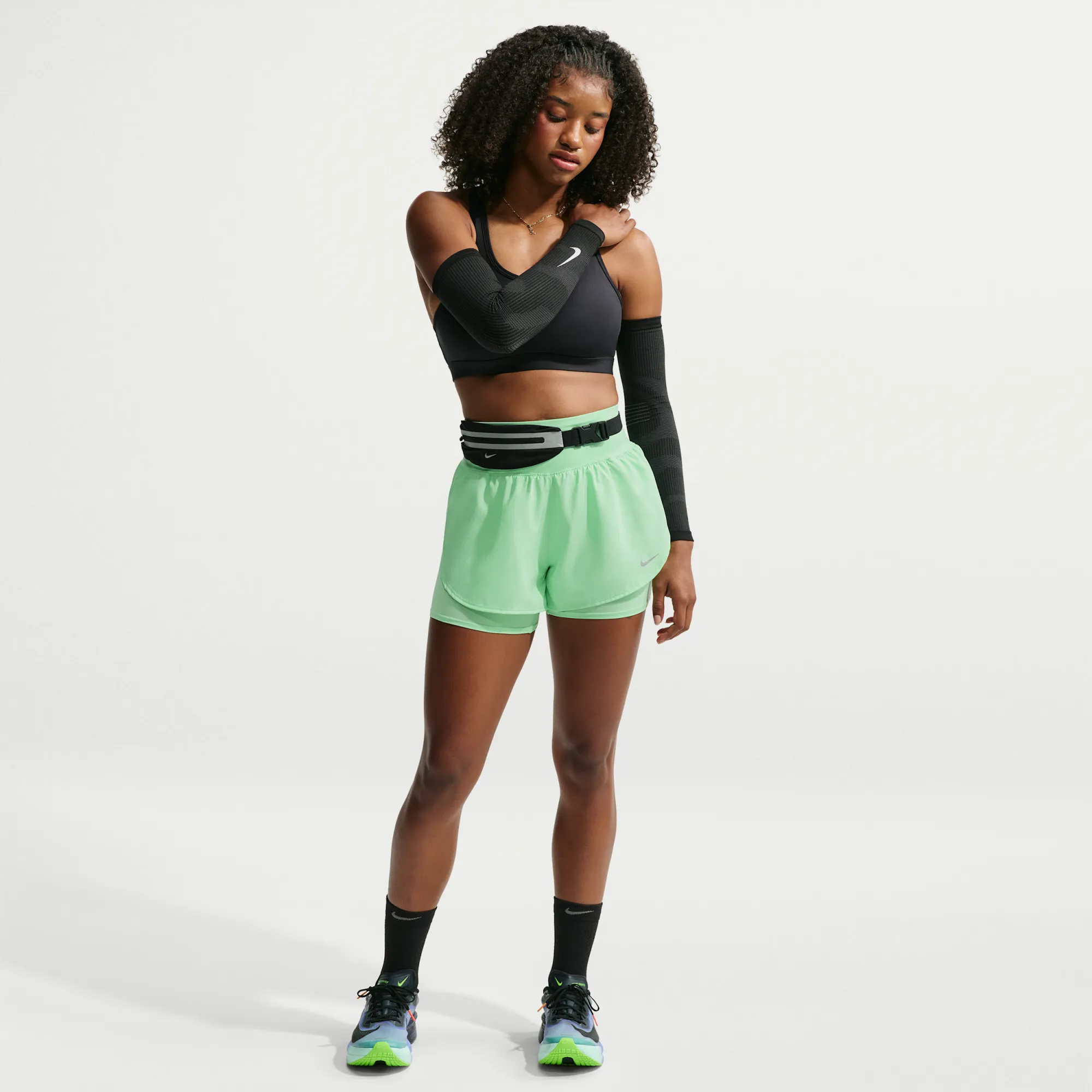 Nike Flow Women's Dri-FIT High-Waisted 2-in-1 Running Shorts - Green