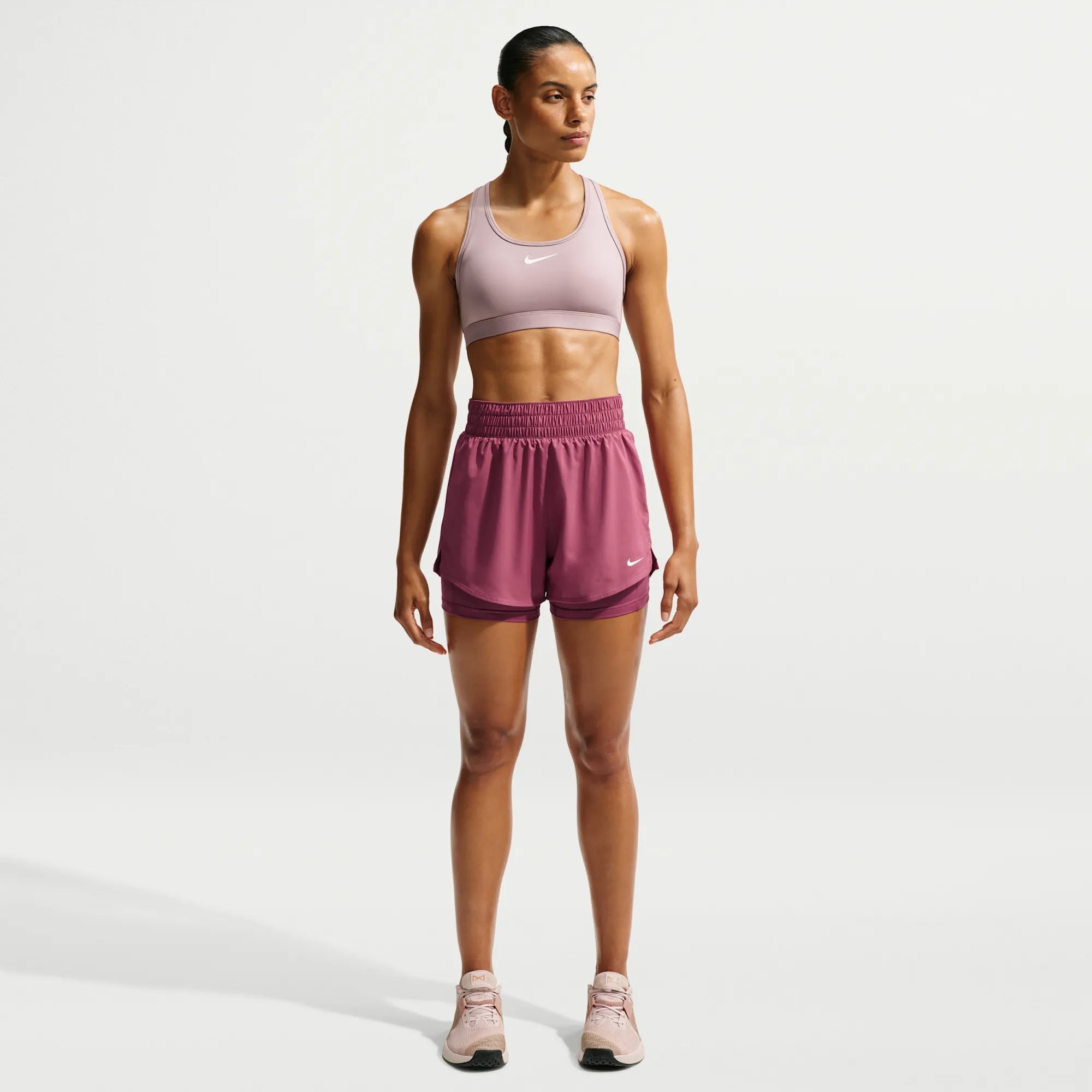 Nike One Women's Dri-FIT High-Waisted 8cm 2-in-1 Shorts - Red - Polyester