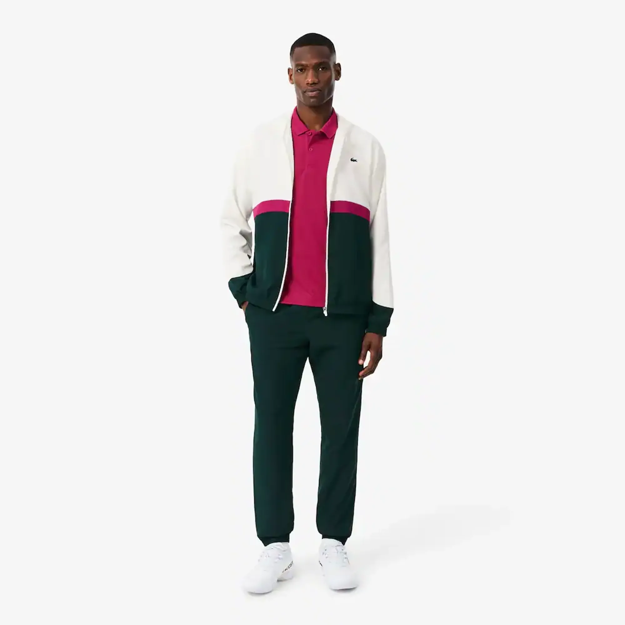 Lacoste Sport Printed Colour-Block Tracksuit - Blanc / Vert / Rose Fushia