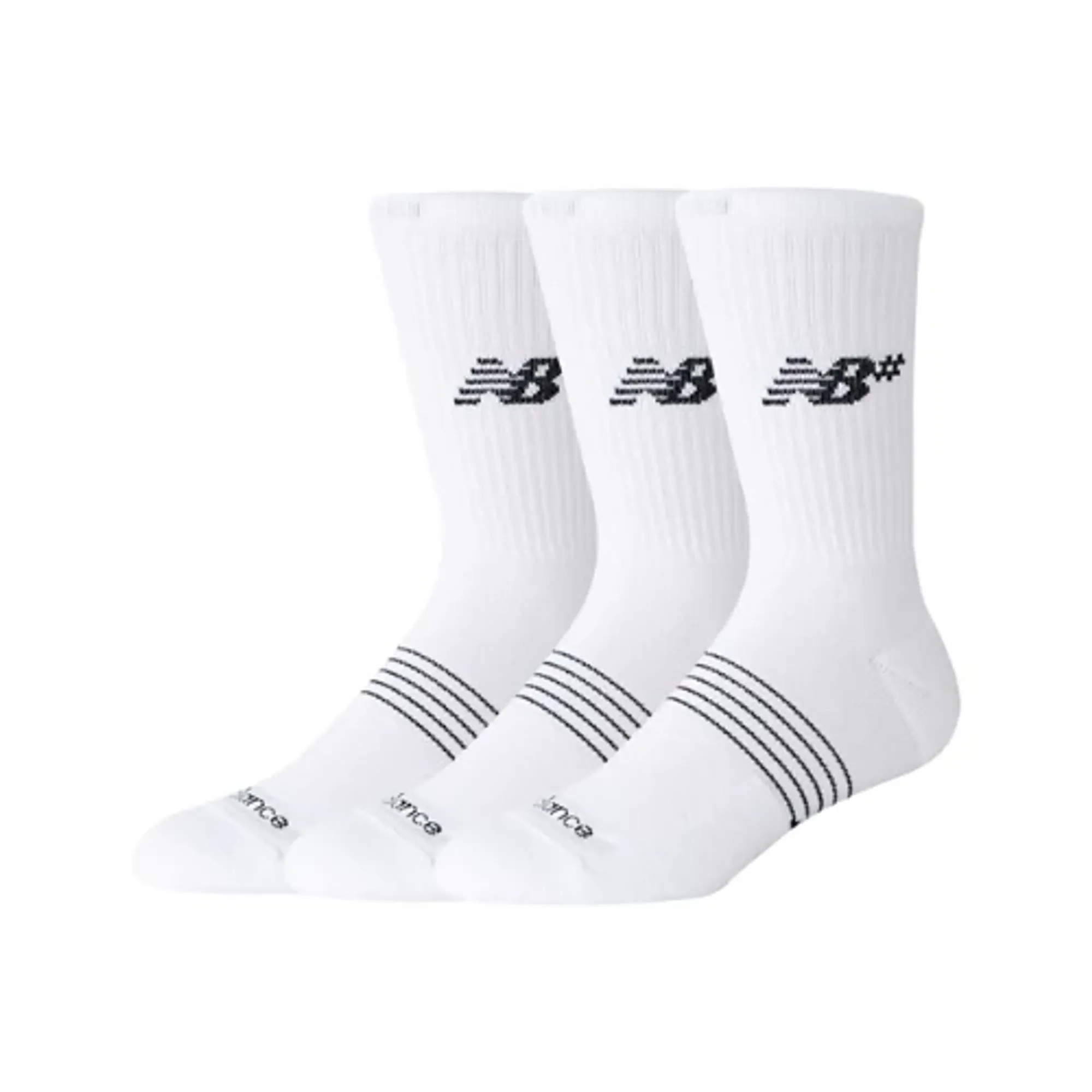 New Balance Unisex Active Numeric Crew Socks 3 Pack in White Polyester