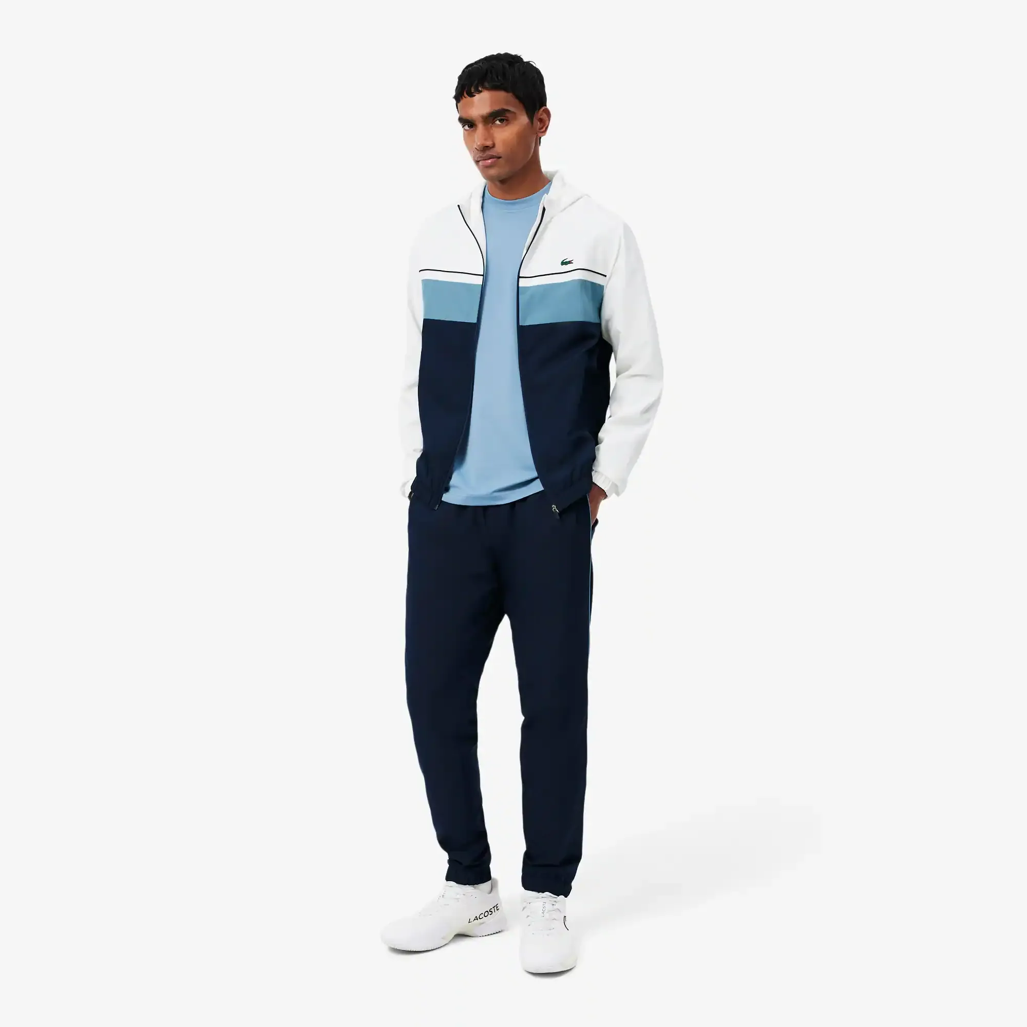 Lacoste Diamond Taffeta Sport Tracksuit - Bleu Marine / Blanc / Bleu