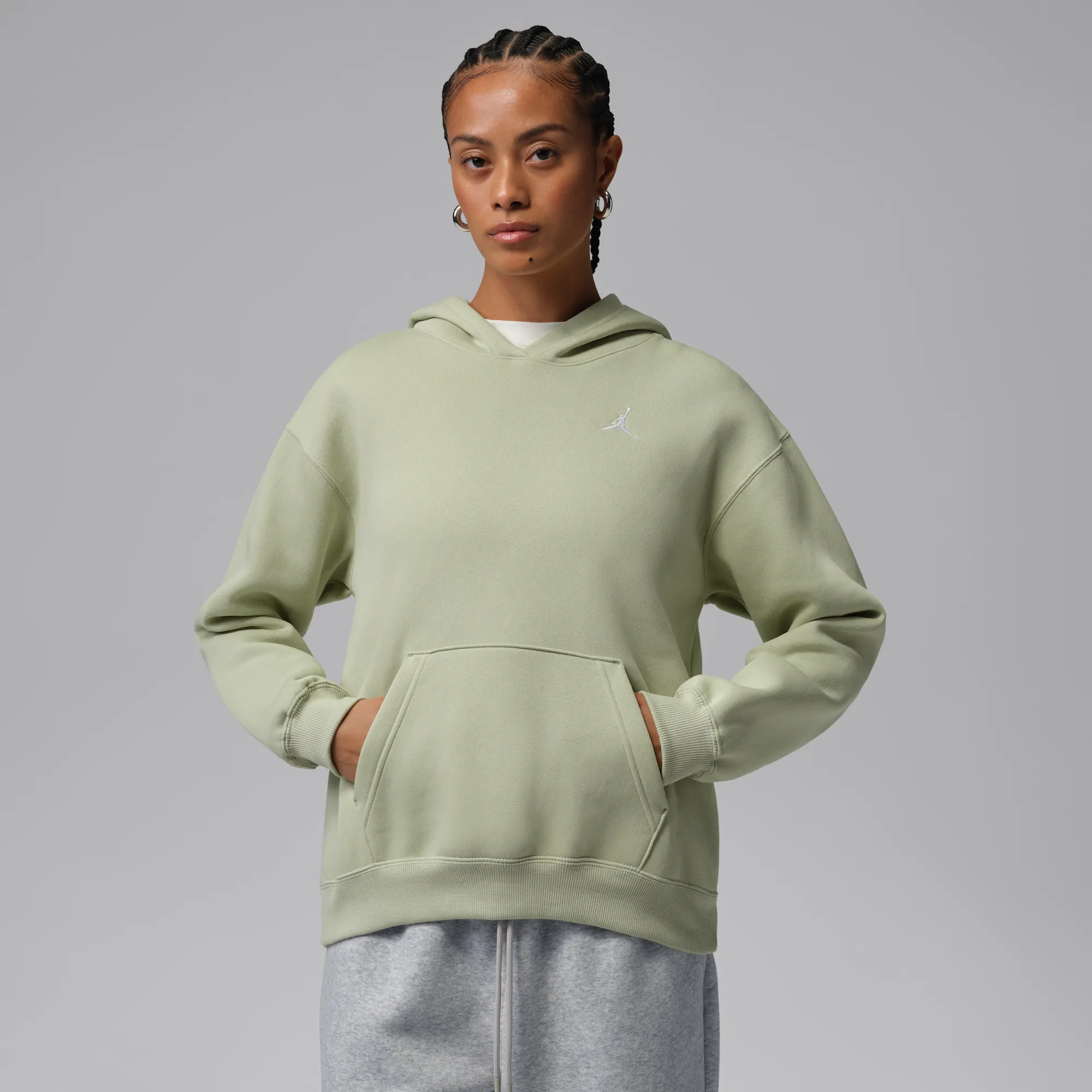 Nike Jordan Brooklyn Fleece Women's Pullover Hoodie - Green - Fleece