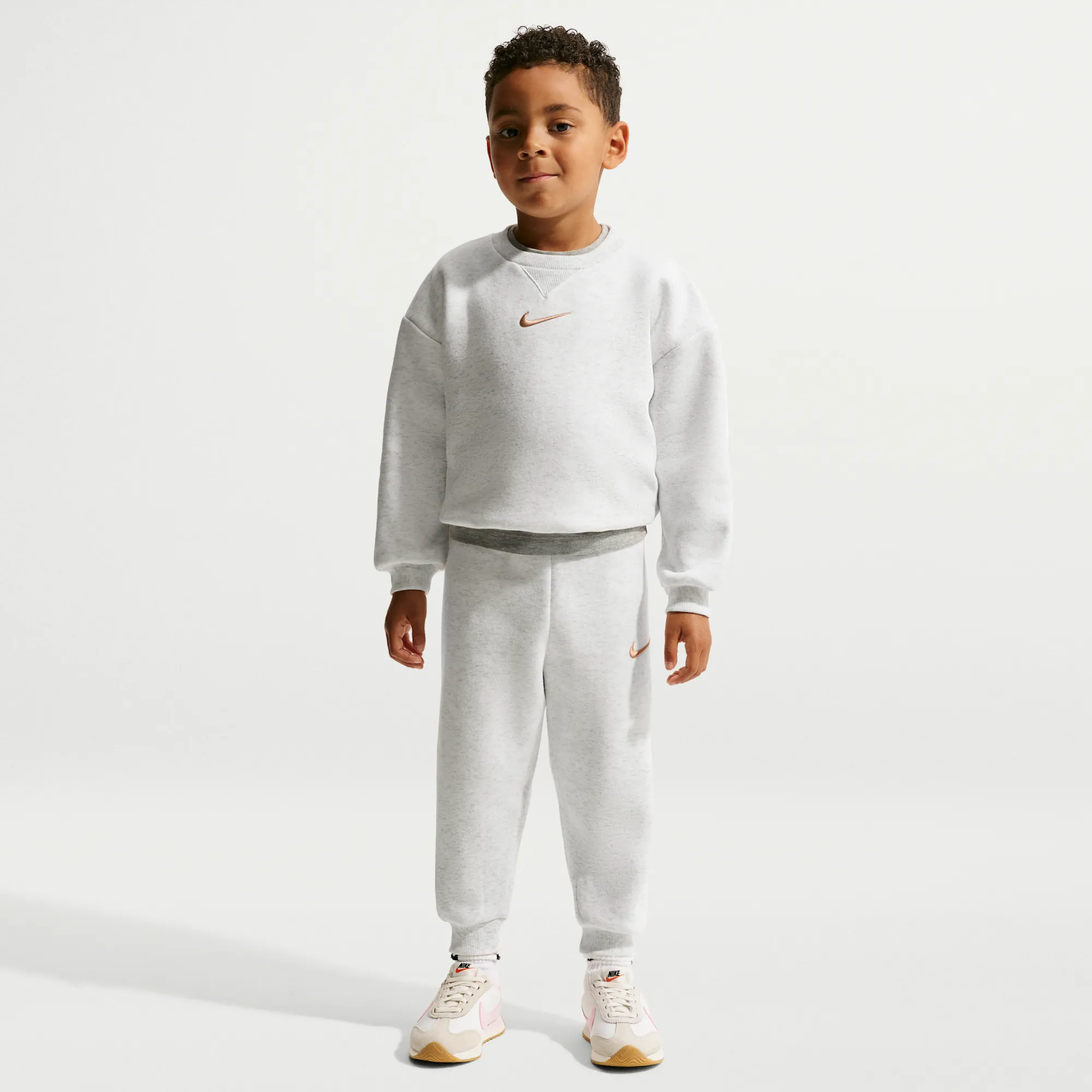 Nike Younger Kids' Essential Fleece 2-Piece Crew Set - Birch Heather