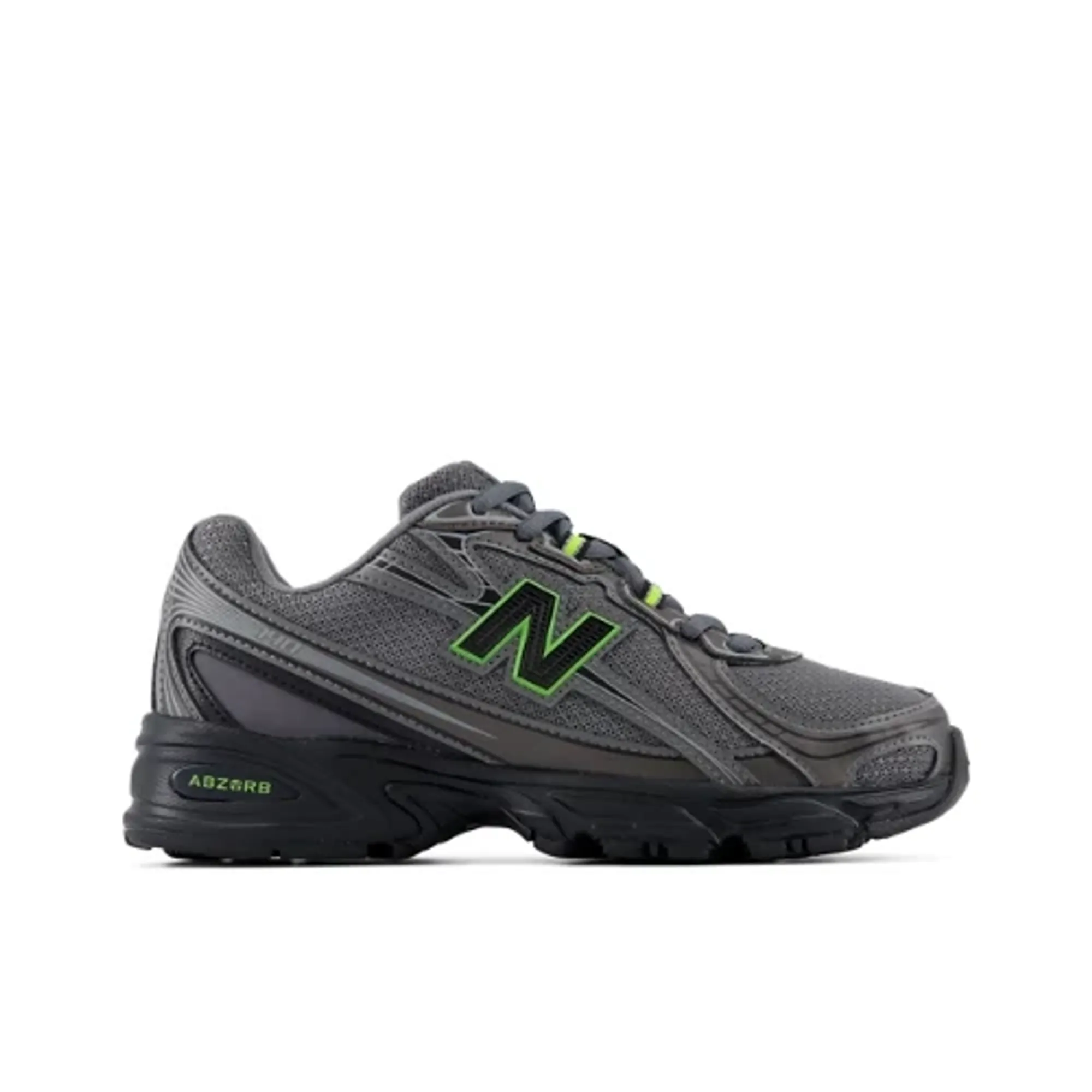 New Balance Kids 740 Lace in Black/Green Synthetic