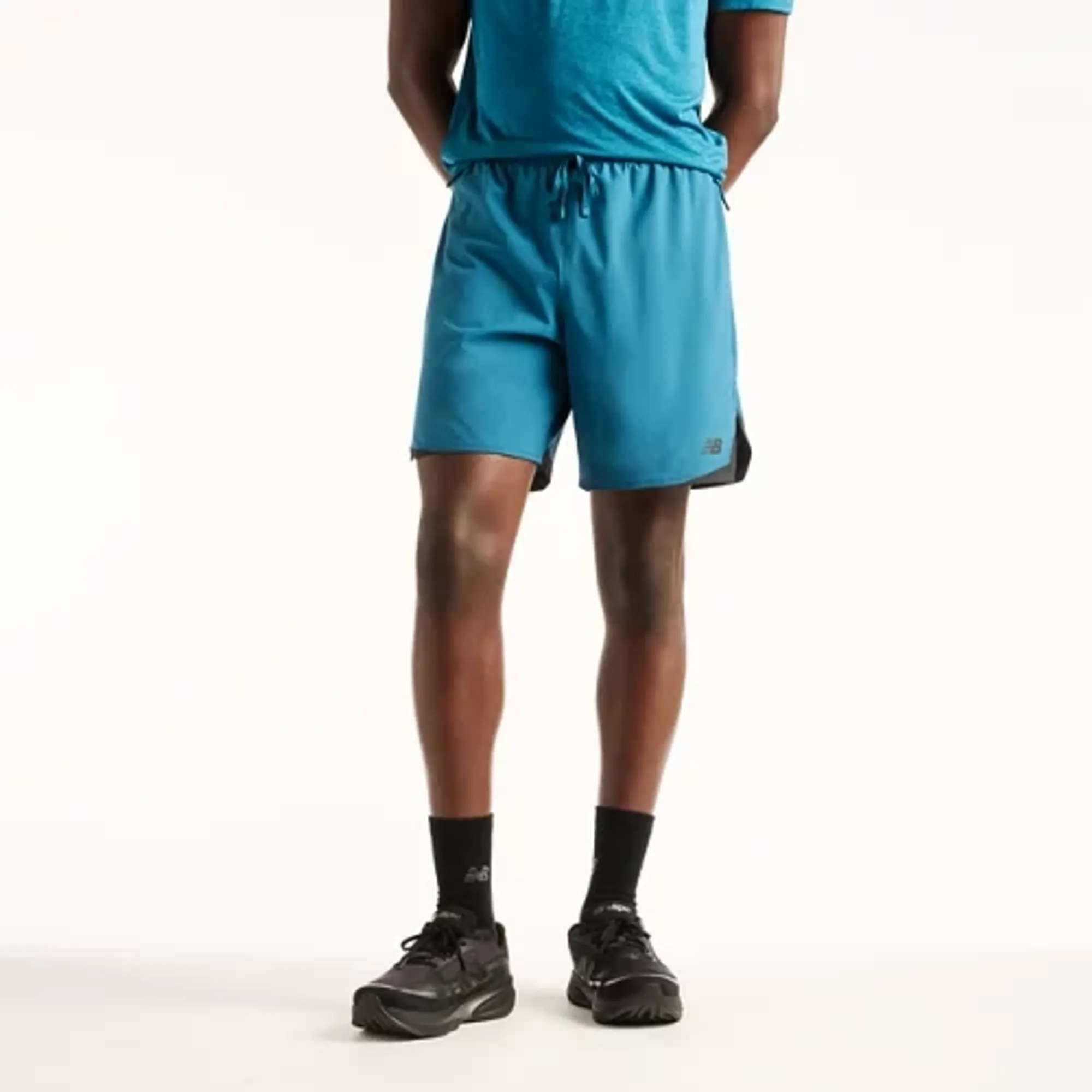 New Balance Men's RC Essential Short 7" in Blue/Black Polywoven