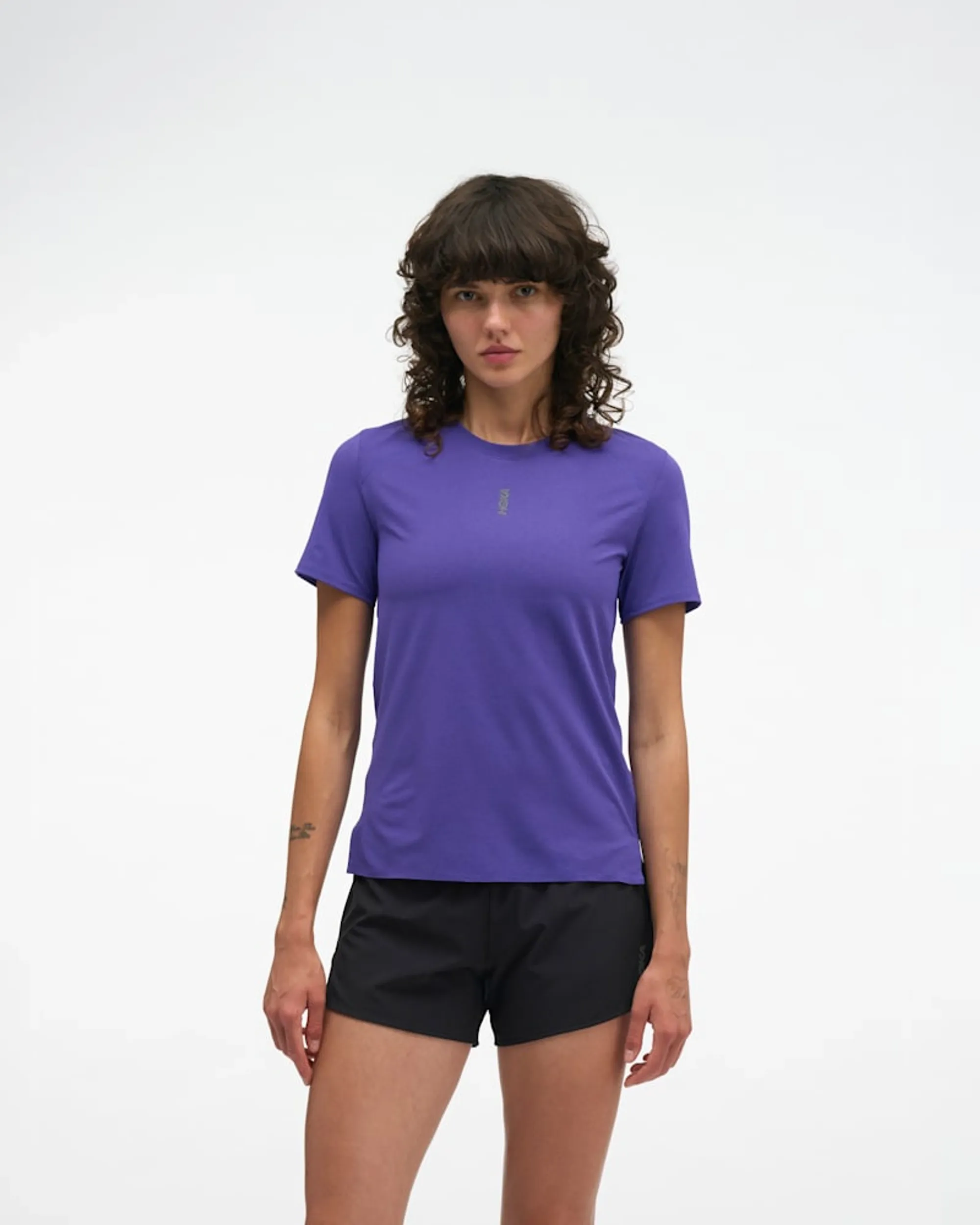 Hoka Women's Everyrun Short Sleeve Top In Cosmic Purple