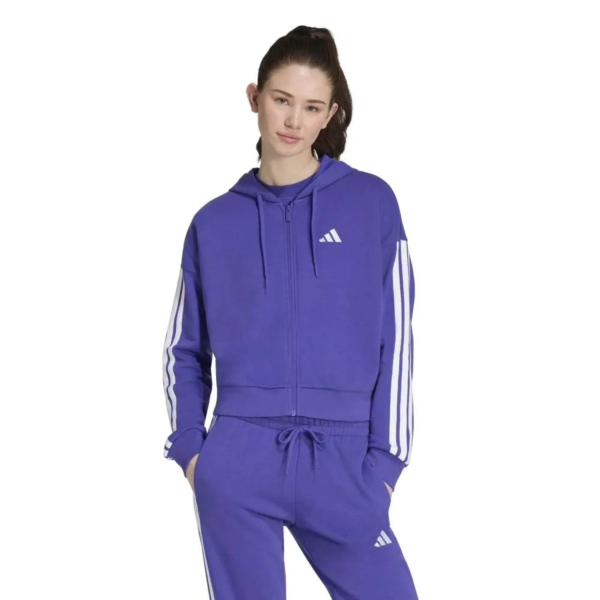 Adidas Essentials 3 Stripes French Terry Full Zip Sweatshirt
