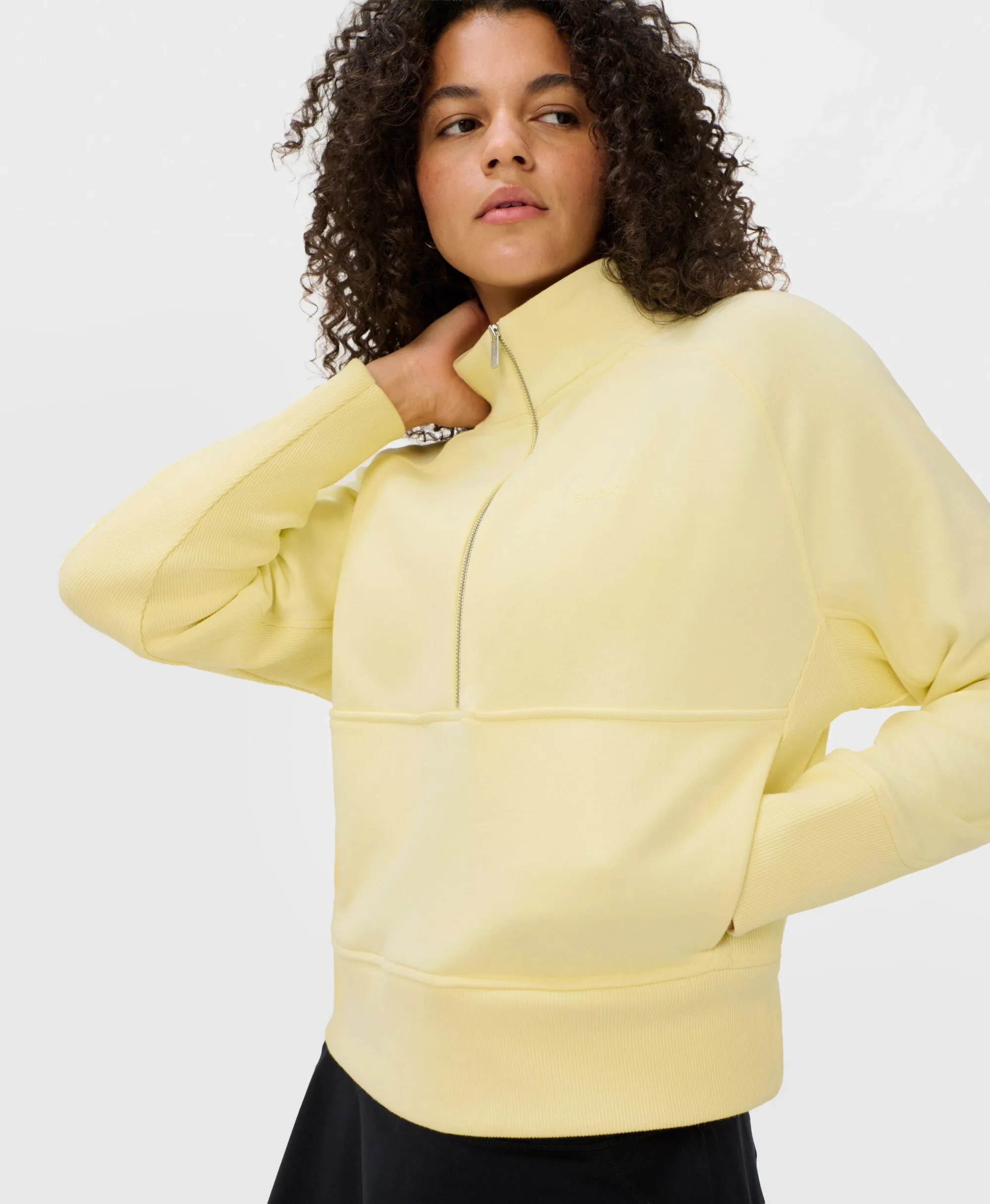 Sweaty Betty Revive Rib Mix Half Zip Sweatshirt, Yellow, Women's S