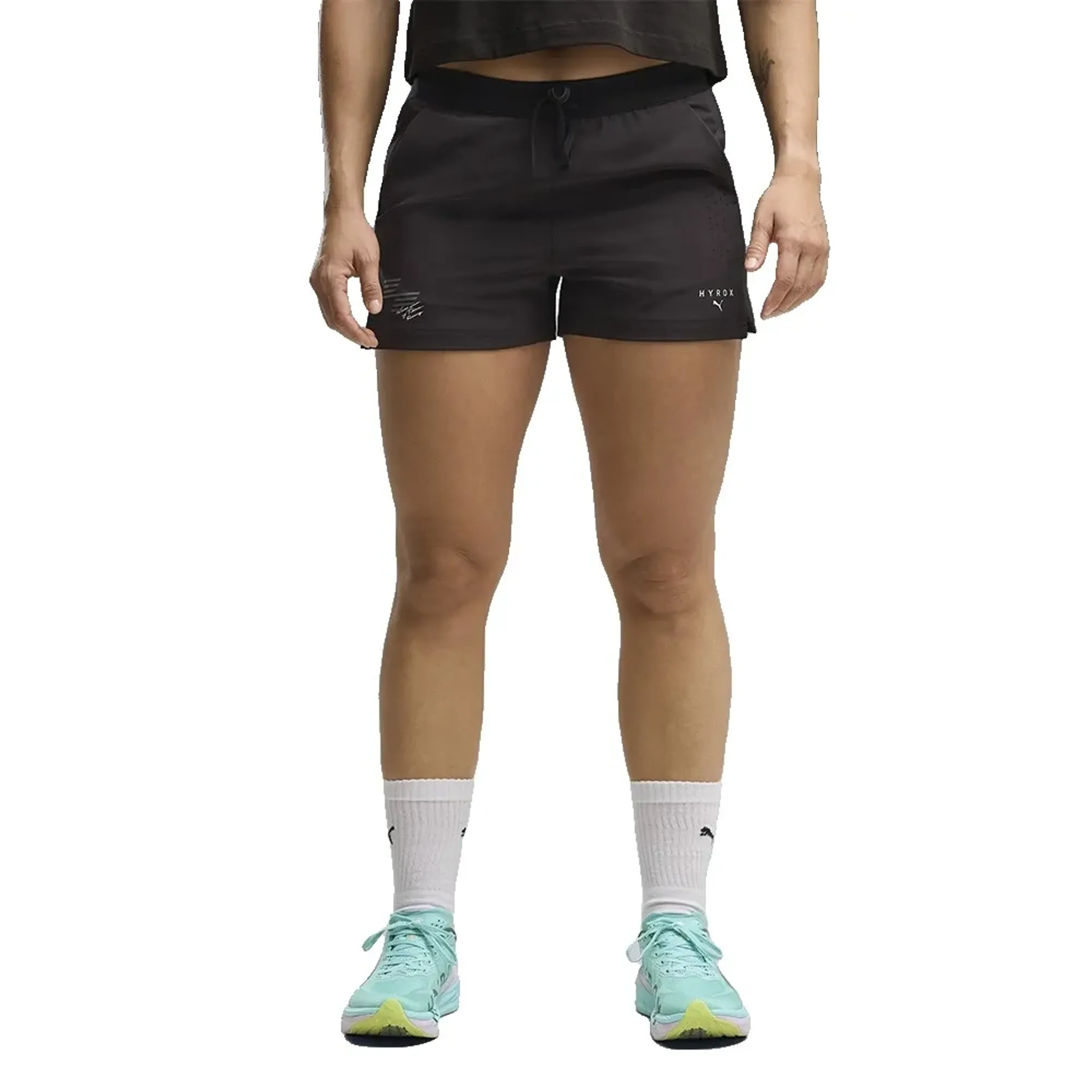 PUMA x HYROX PWRMODE Woven Shorts Women in Black | Size Medium