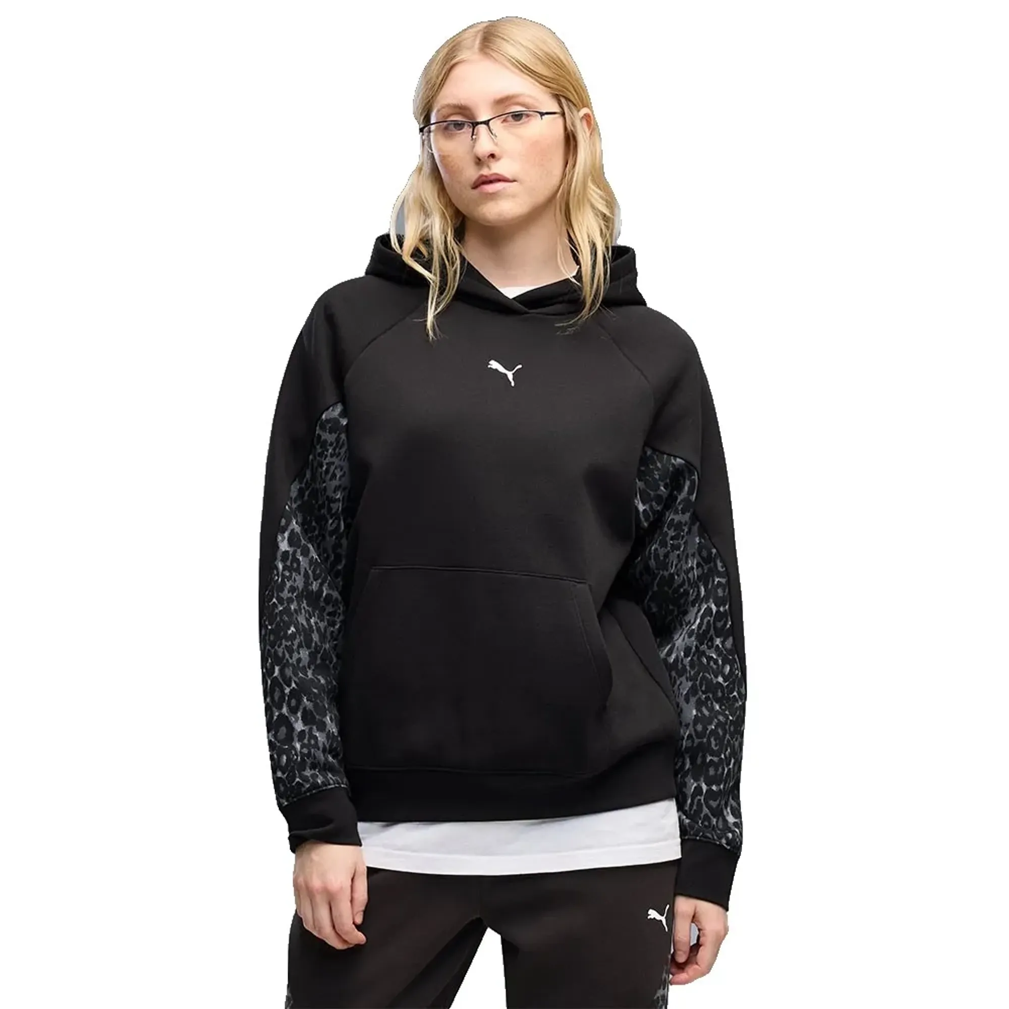 PUMA Sport Animal Fleece Hoodie Women in Black | Size Large