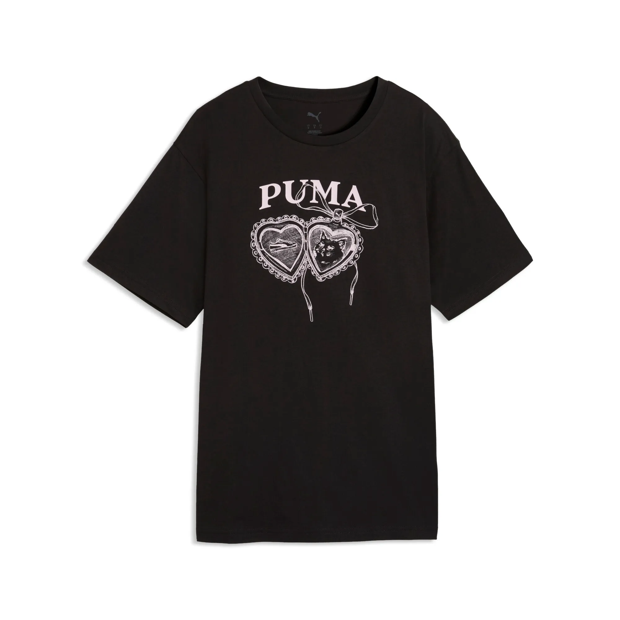 PUMA Graphics Relaxed Charm T-Shirt Women in Black | Size Small