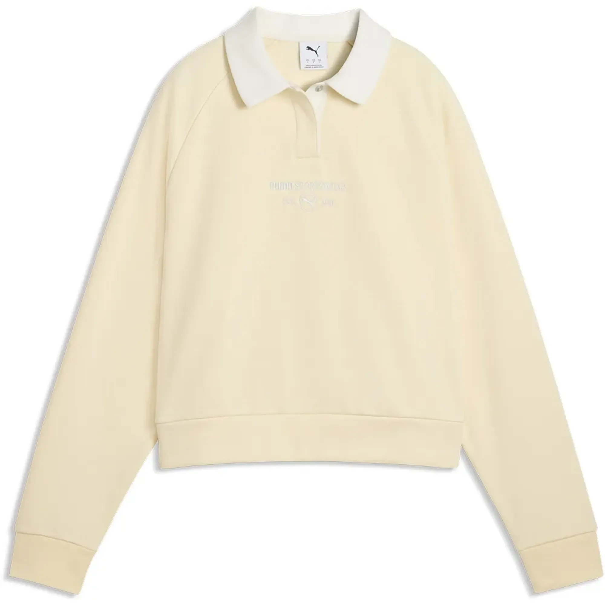 PUMA Class Relaxed Long Sleeve Fleece Polo Women in Yellow | Size Large