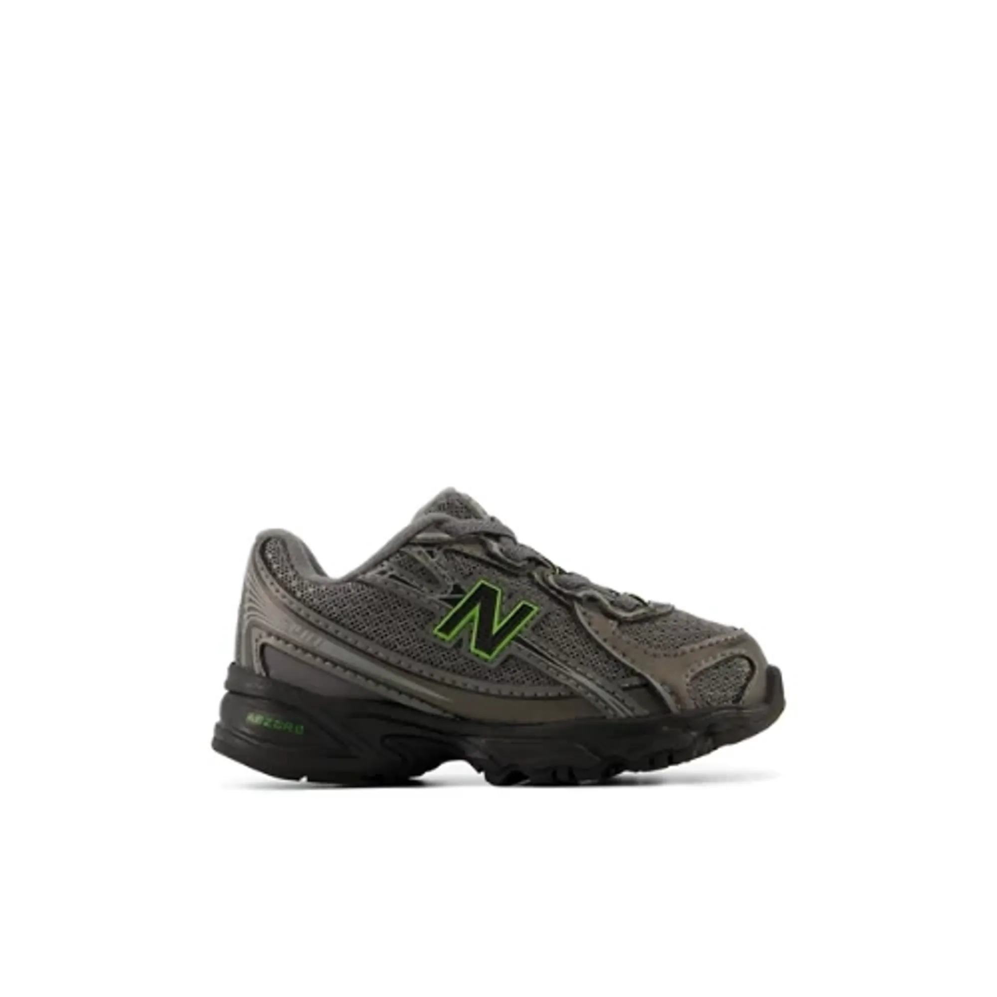 New Balance Infants 740 Bungee Lace in Black/Green Synthetic