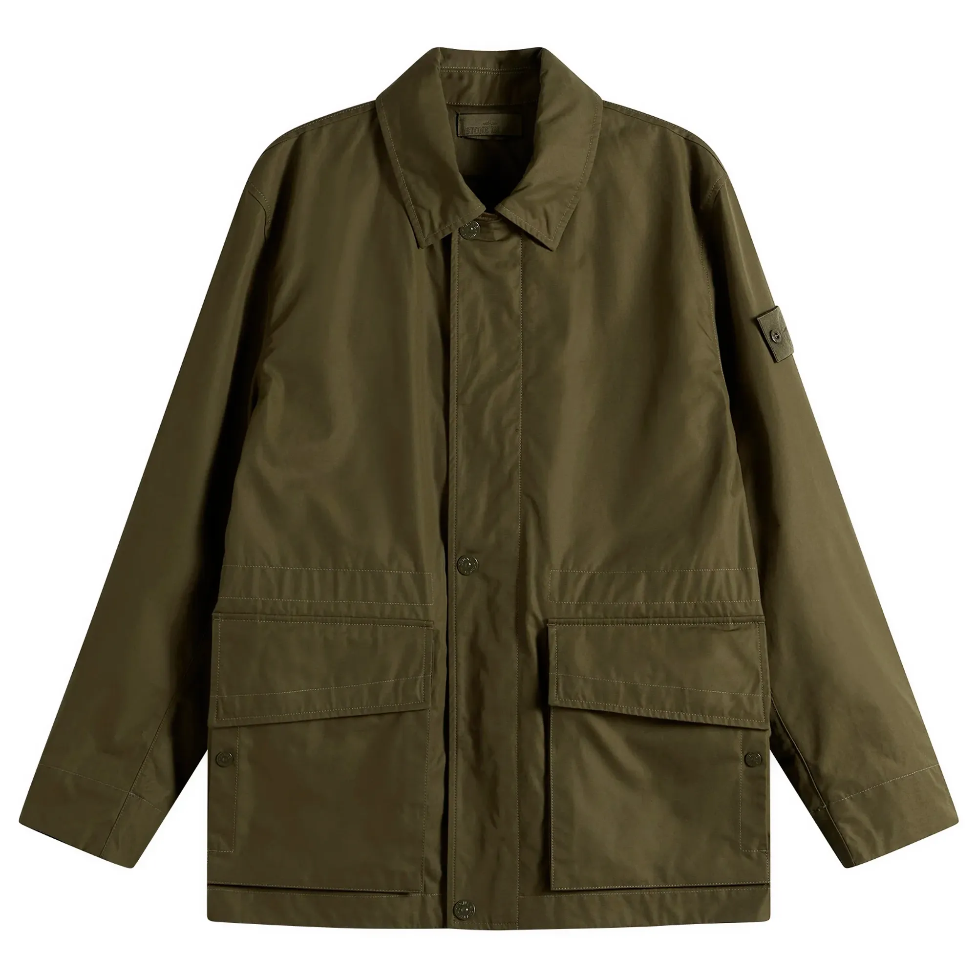 Stone Island Men's Ghost All-Weather Cotton Canvas Jacket Military Green