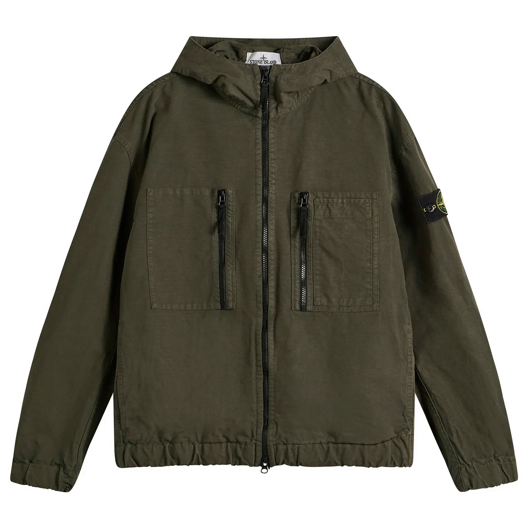 Stone Island Men's Organic Cotton Ripstop Hooded Jacket Charcoal