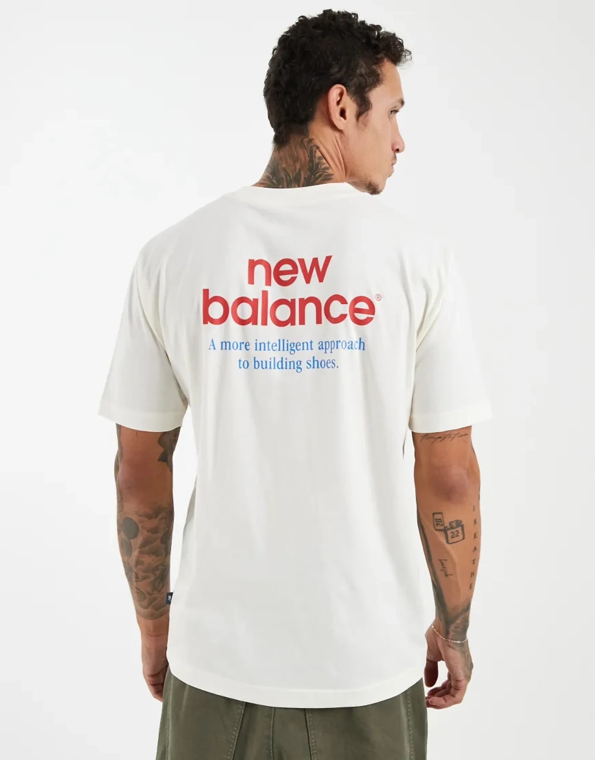 New Balance Men's Intelligent T-Shirt in Beige Cotton