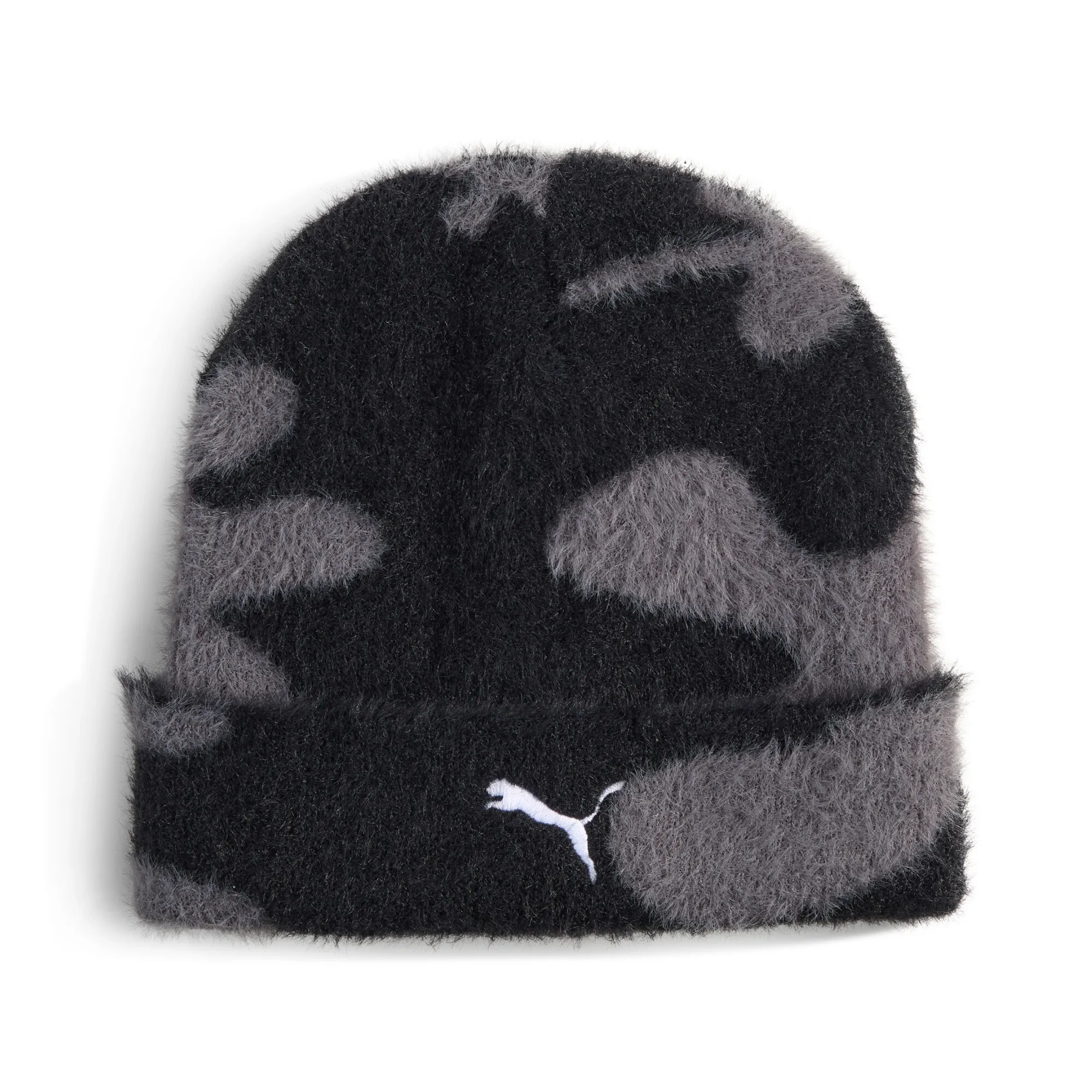 PUMA Brushed Printed Mid Crown Beanie in Black