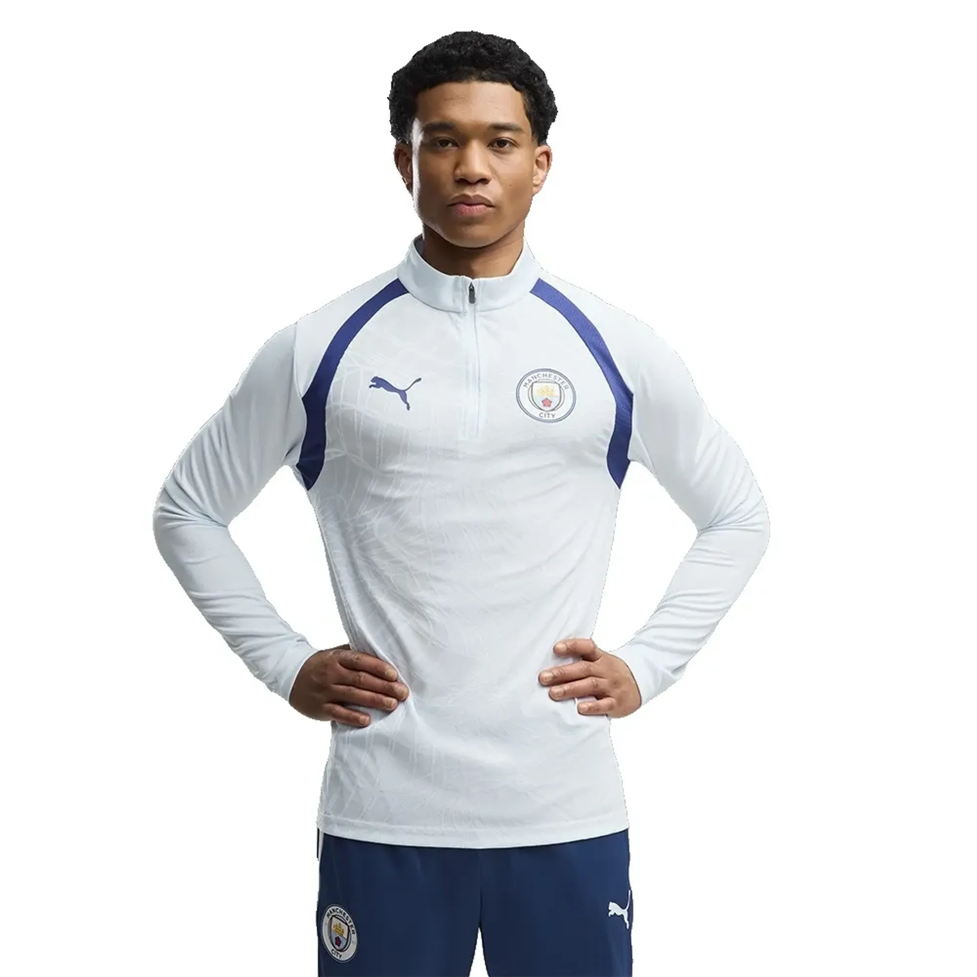 Manchester City Quarter-Zip Slim Training Top Men in Blue | Size Large
