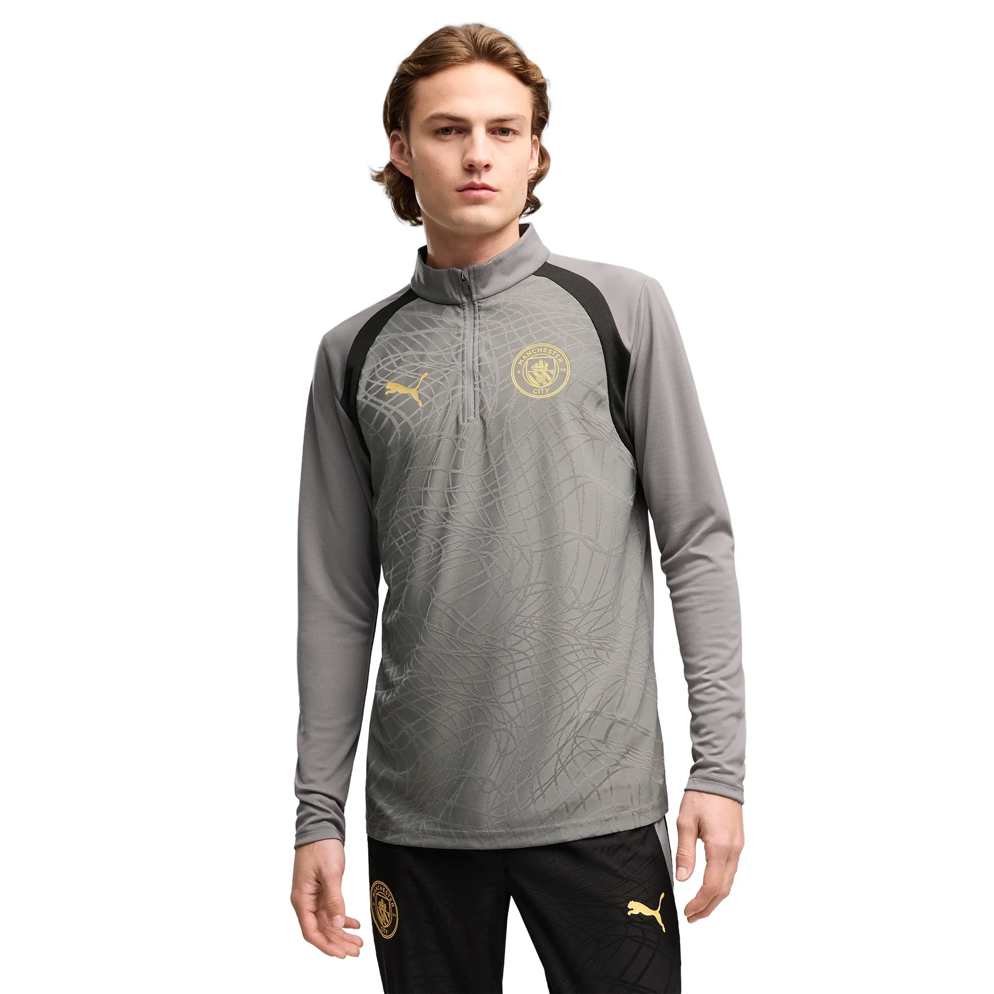 Manchester City Quarter-Zip Slim Training Top Men in Gray | Size XL