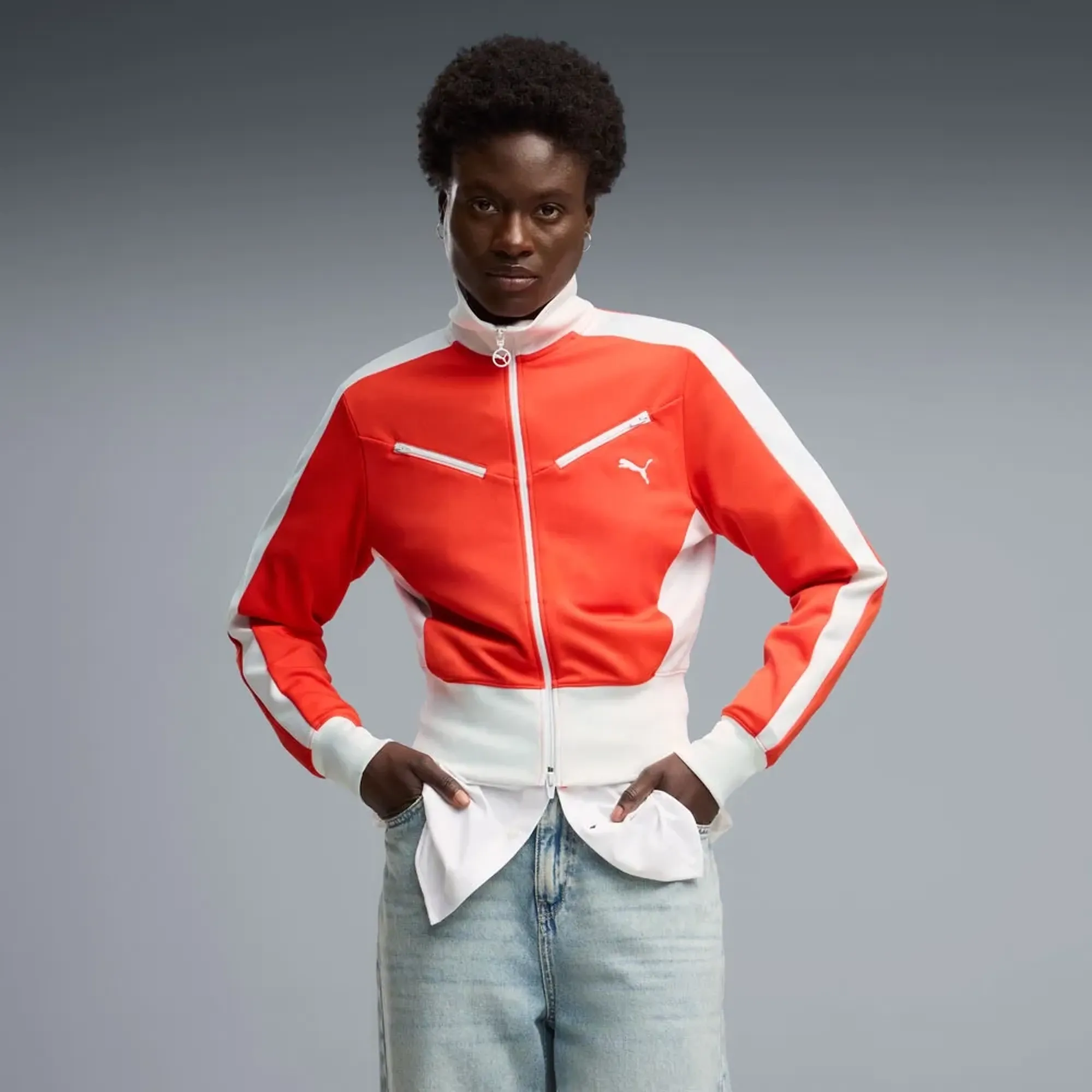 PUMA T7 Retro Track Jacket Women in Red | Size Medium
