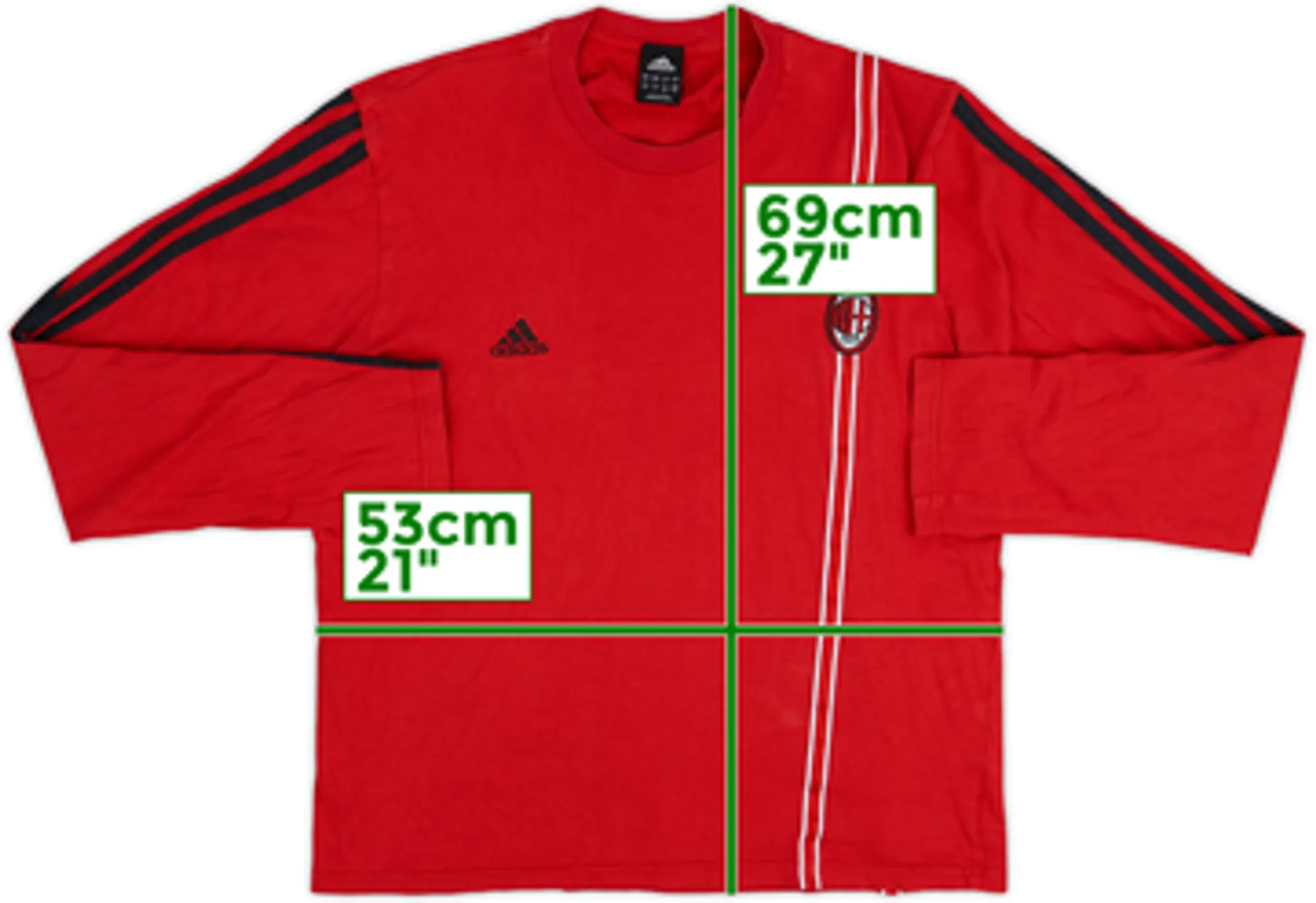 2006-07 AC Milan adidas Cotton L/S Tee - 9/10 - (L)