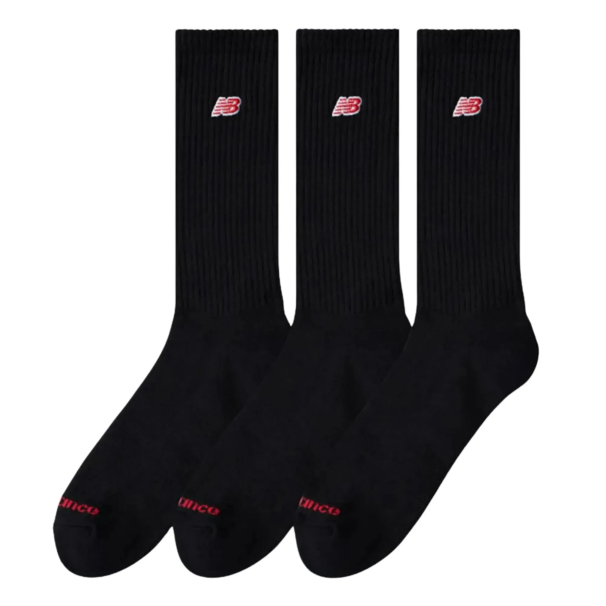 New Balance Patch Logo Crew Socks 3 Pack - Black M