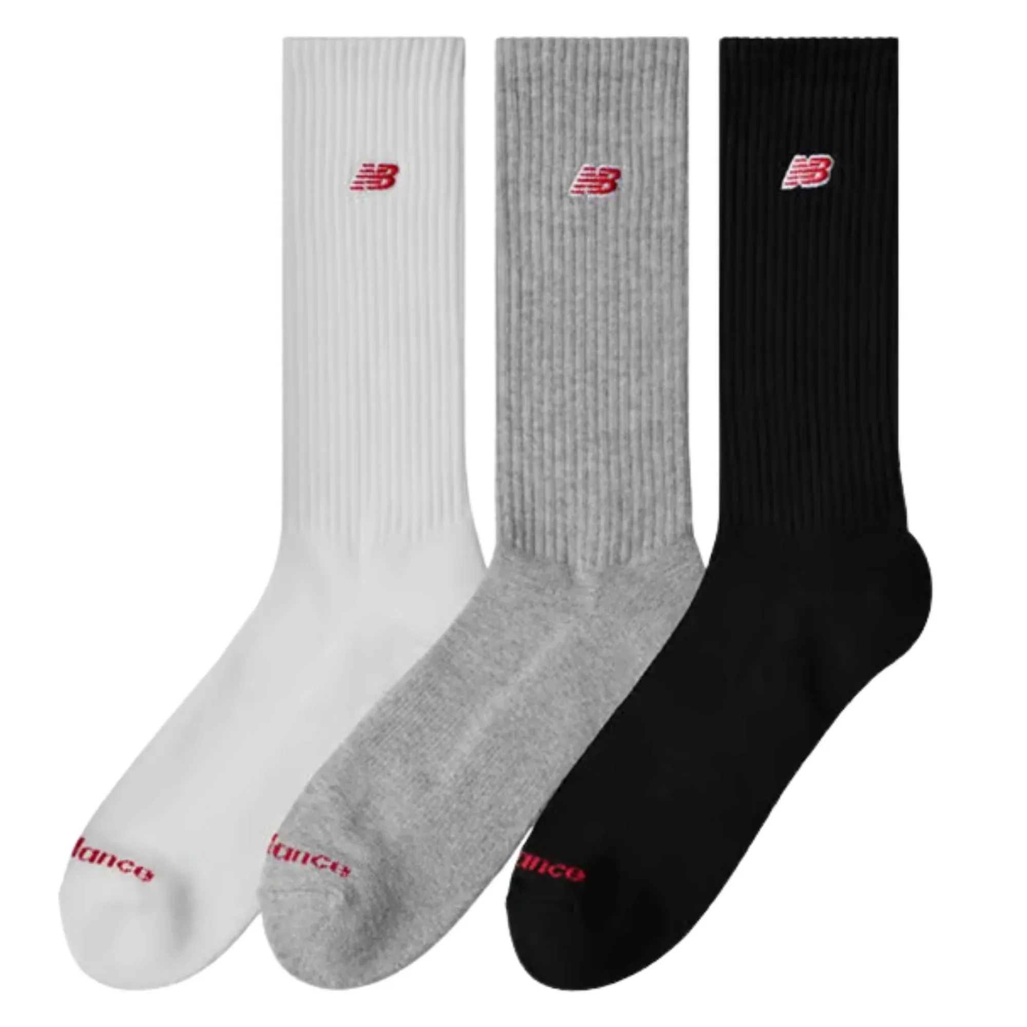 New Balance Patch Logo Crew Socks 3 Pack - Multi M