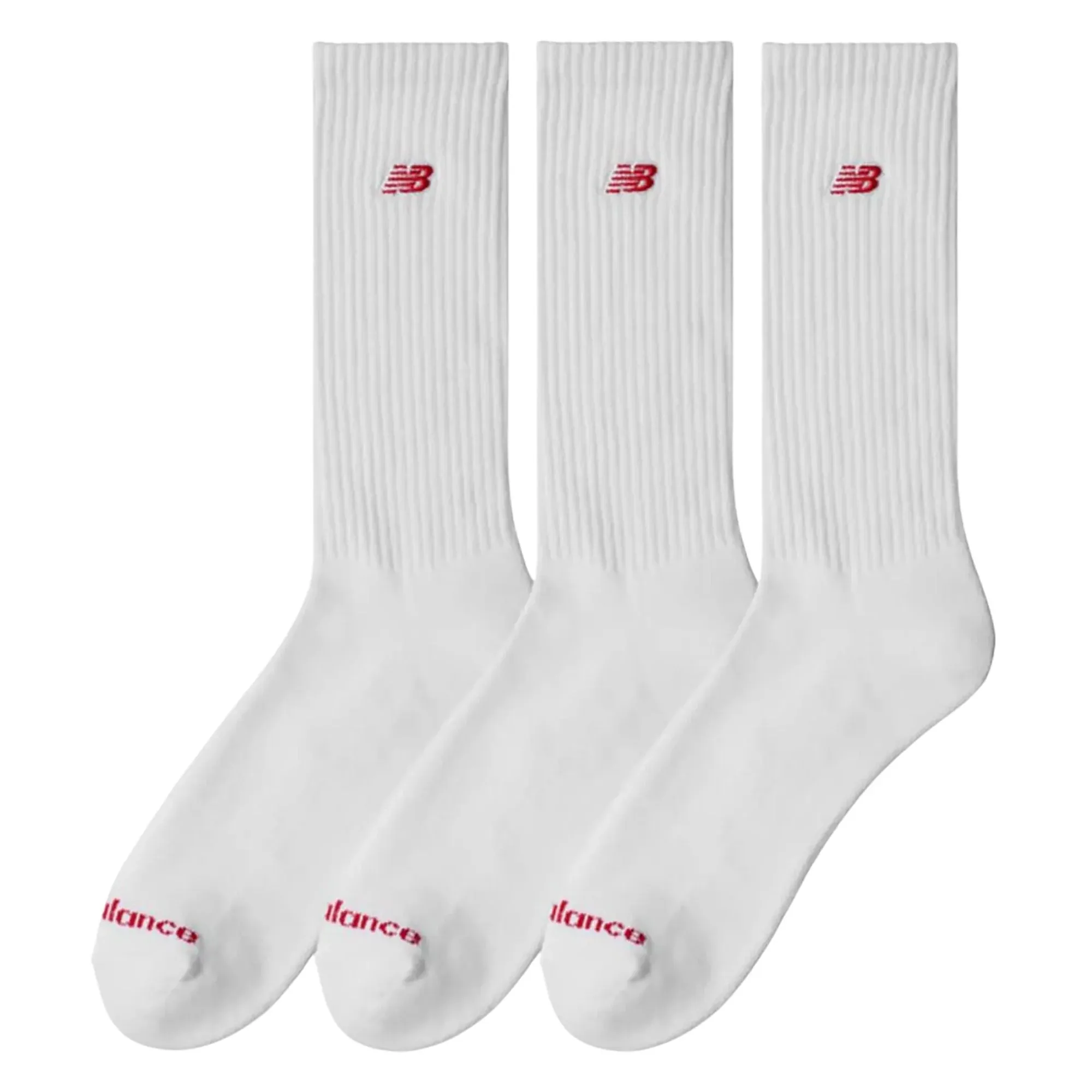 New Balance Patch Logo Crew Socks 3 Pack - White M