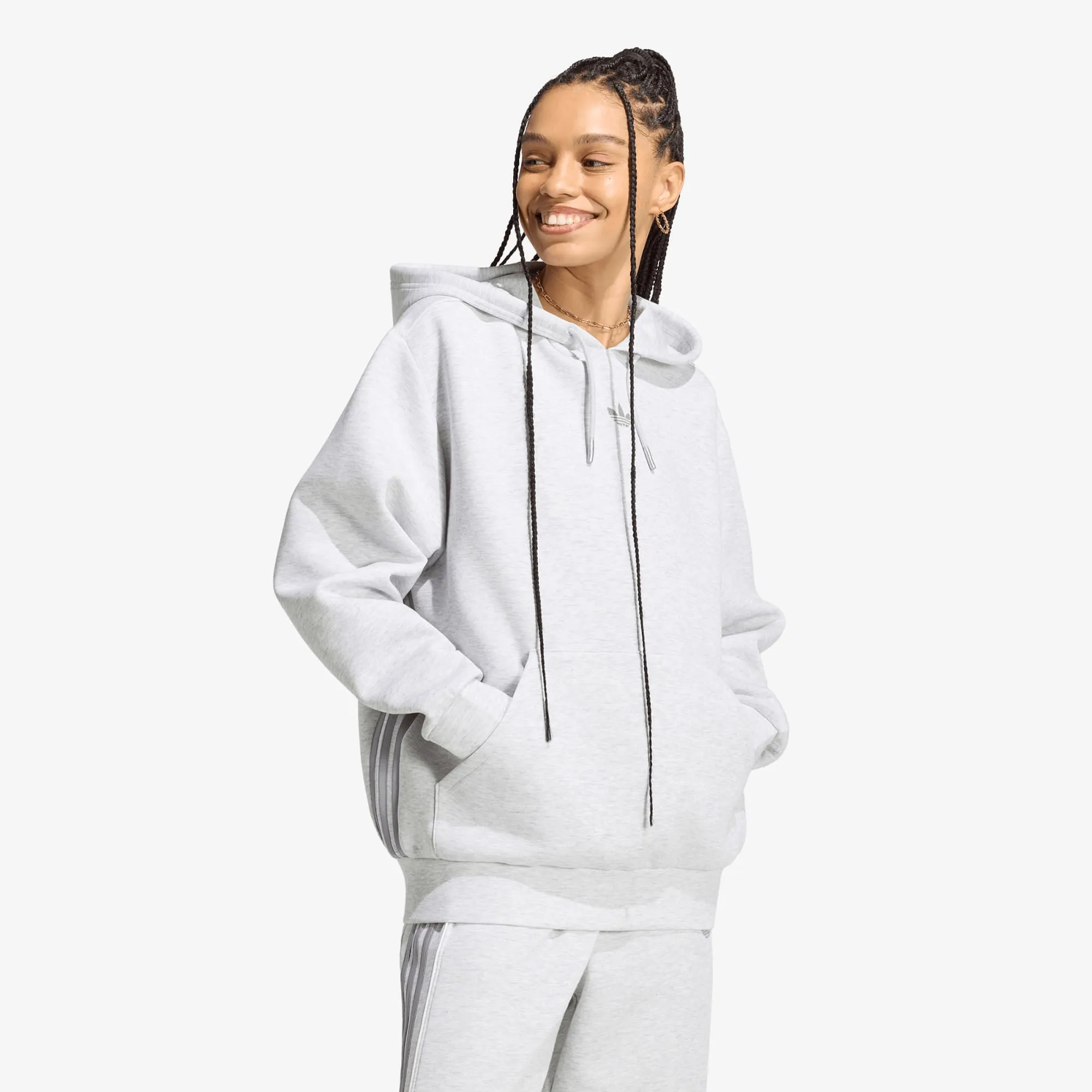 Sweatshirt Adidas Spacer Hoodie Light Grey Heather/ Reflective Silver/ Lgh Solid Grey S