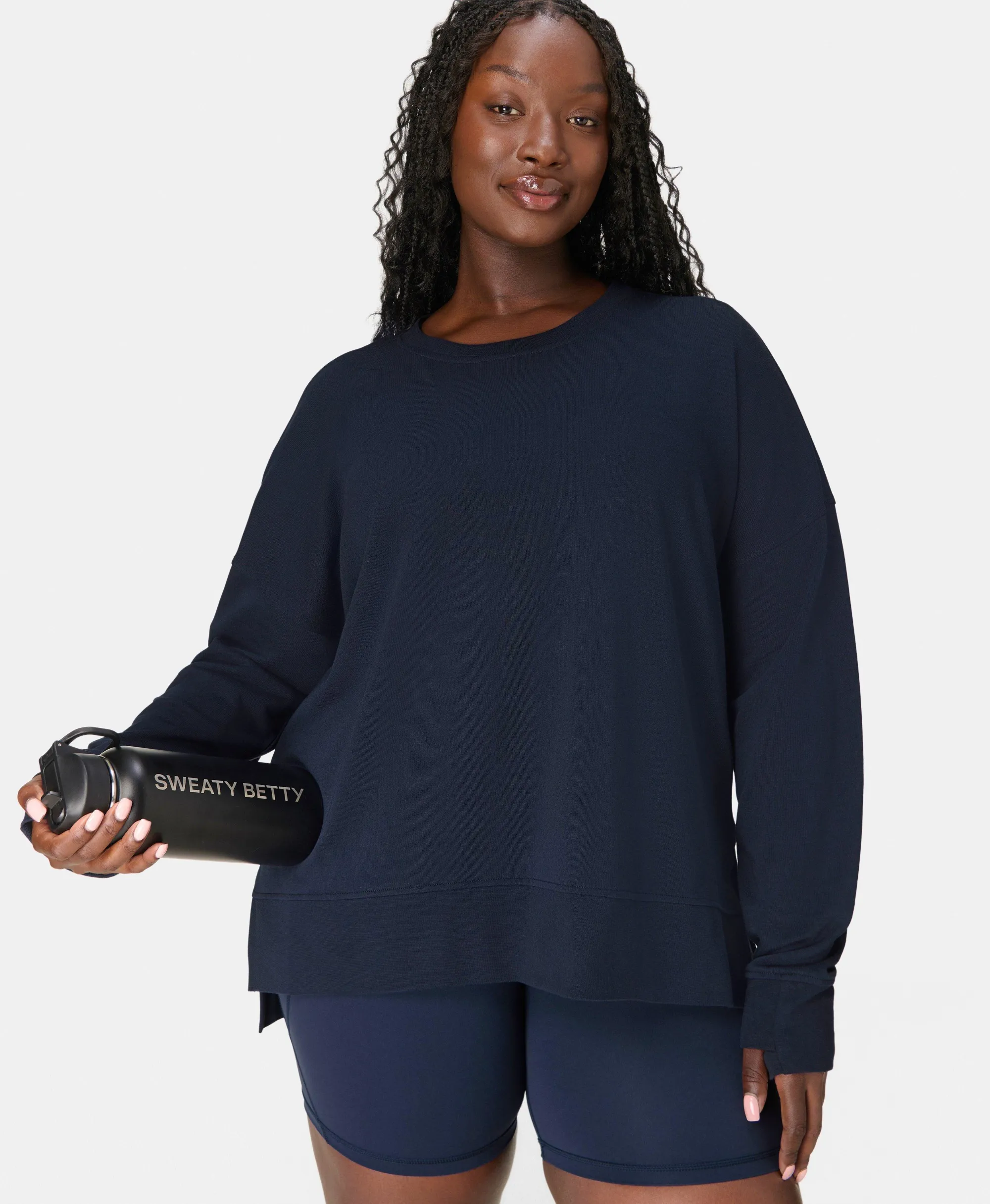 Sweaty Betty After Class Longline Sweatshirt, Blue, Women's S