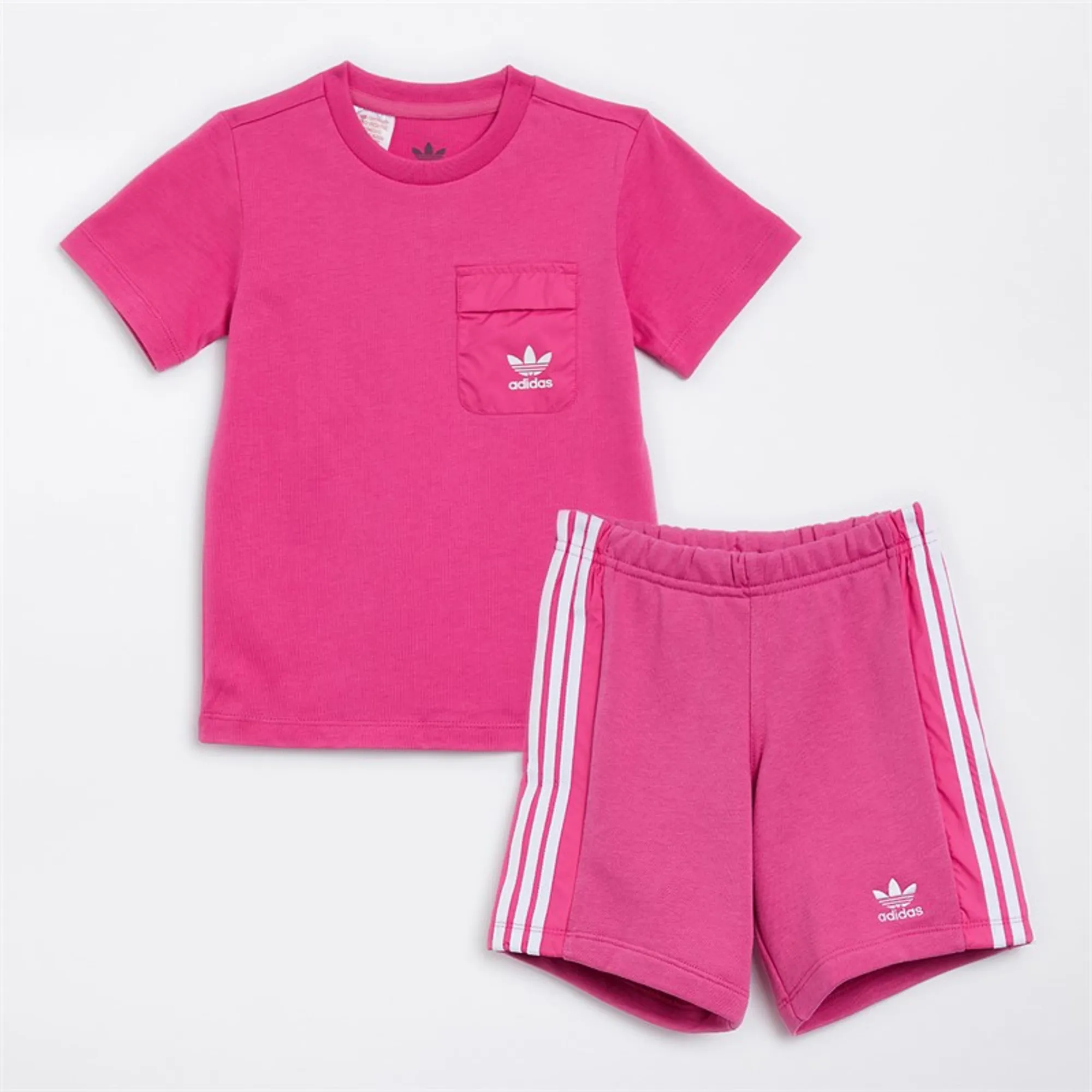 adidas Originals Infant Girls Adicolor Trefoil T-Shirt And Shorts Set Semi Lucid Fuchsia
