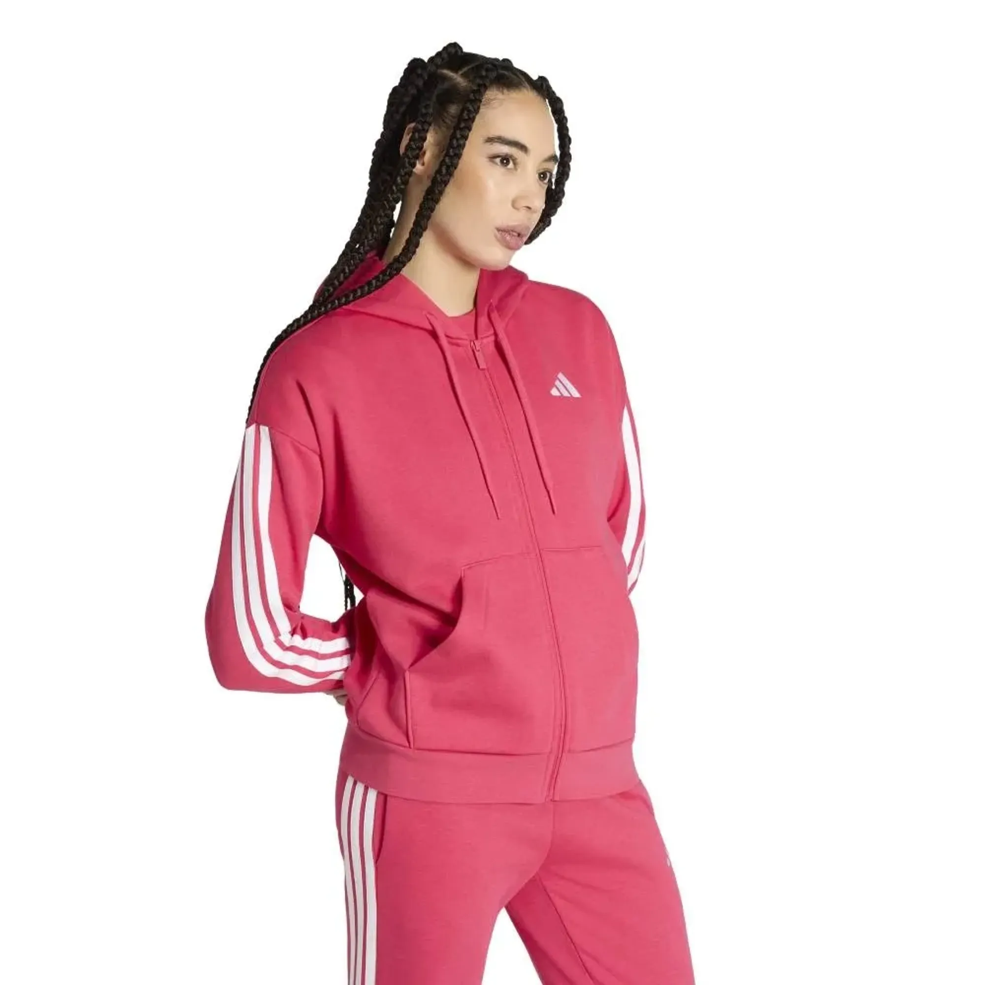 Adidas Essentials 3 Stripes Fleece Full Zip Sweatshirt