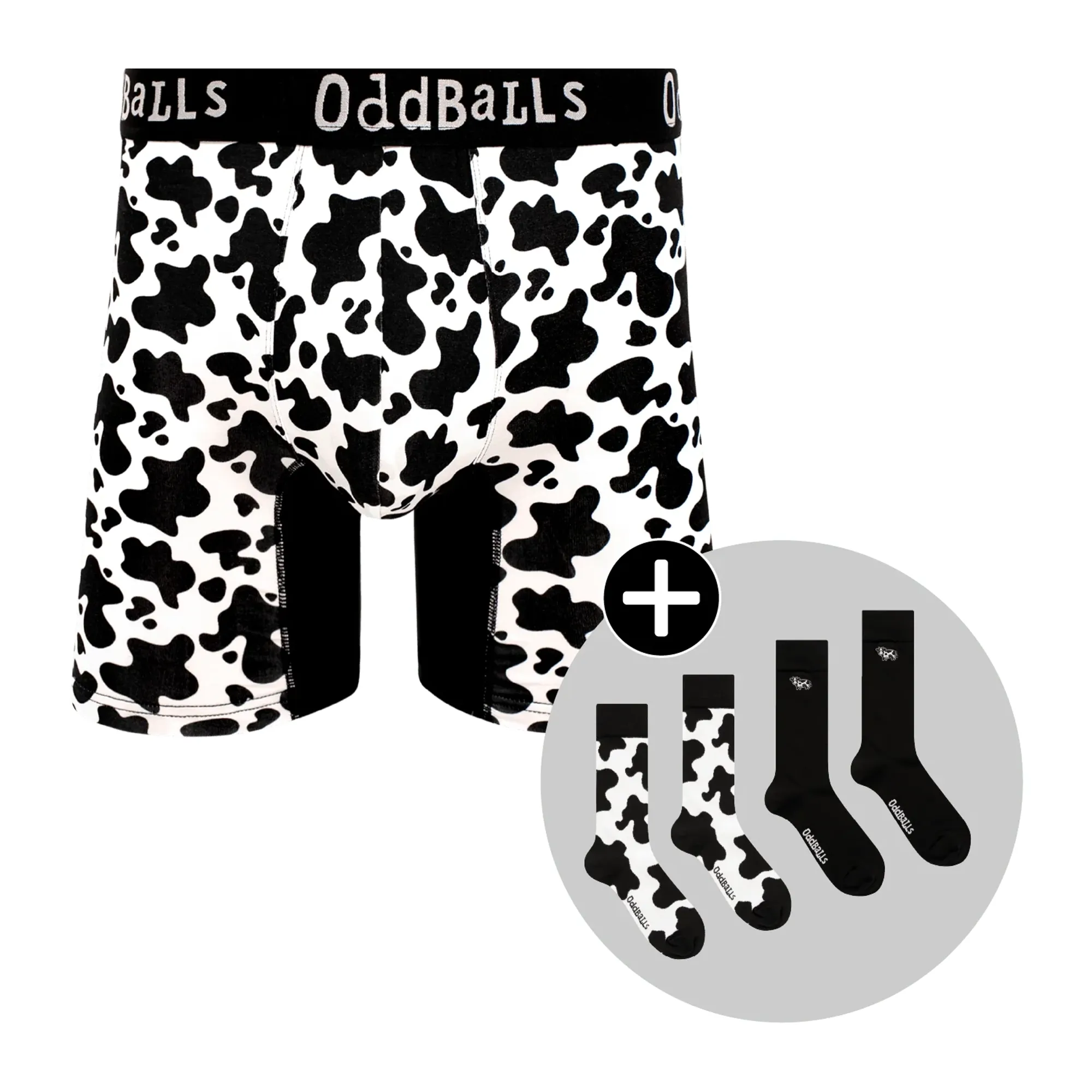 Fat Cow Bundle - Mens Bamboo Boxer Shorts & Matching Socks