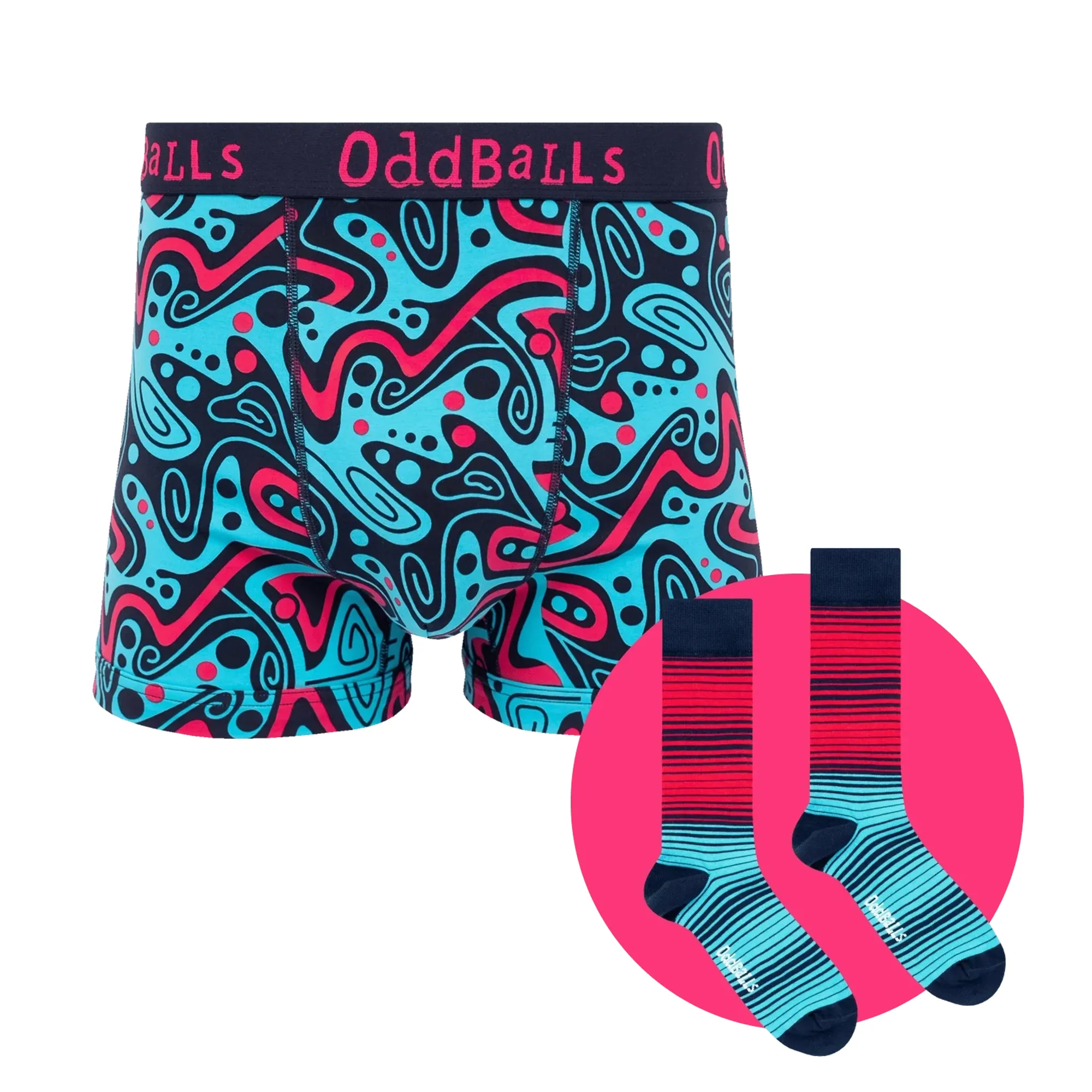 Tidal Wave Bundle - Mens Cotton Boxer Shorts & Matching Sock