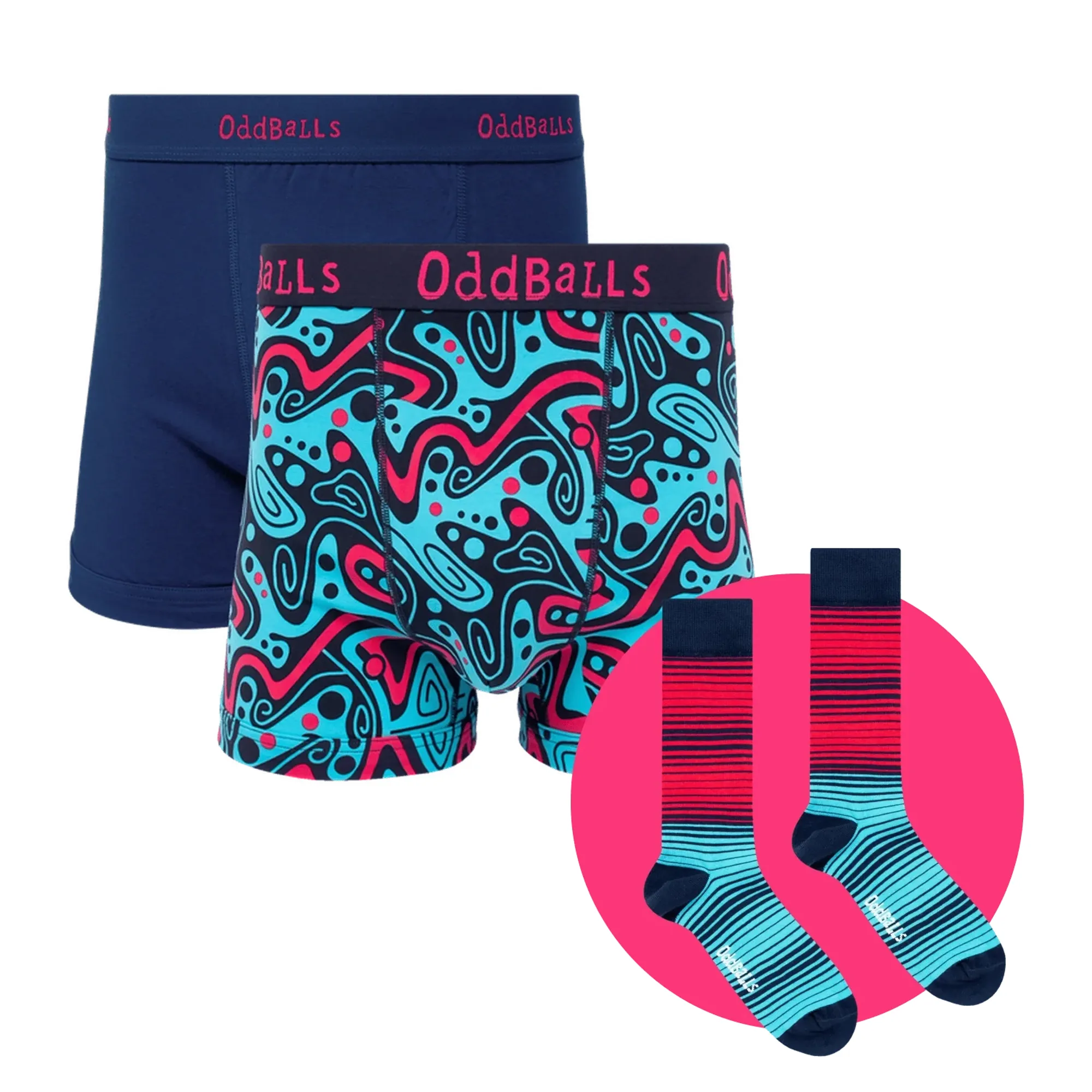 Tidal Wave Bundle - Mens Cotton Boxer Shorts 2 Pack & Matching Socks