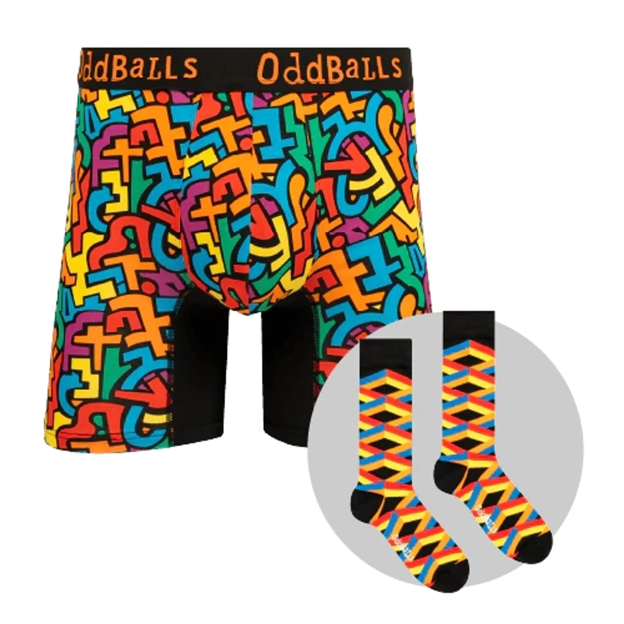 Puzzle Bundle - Mens Bamboo Boxer Shorts & Matching Sock