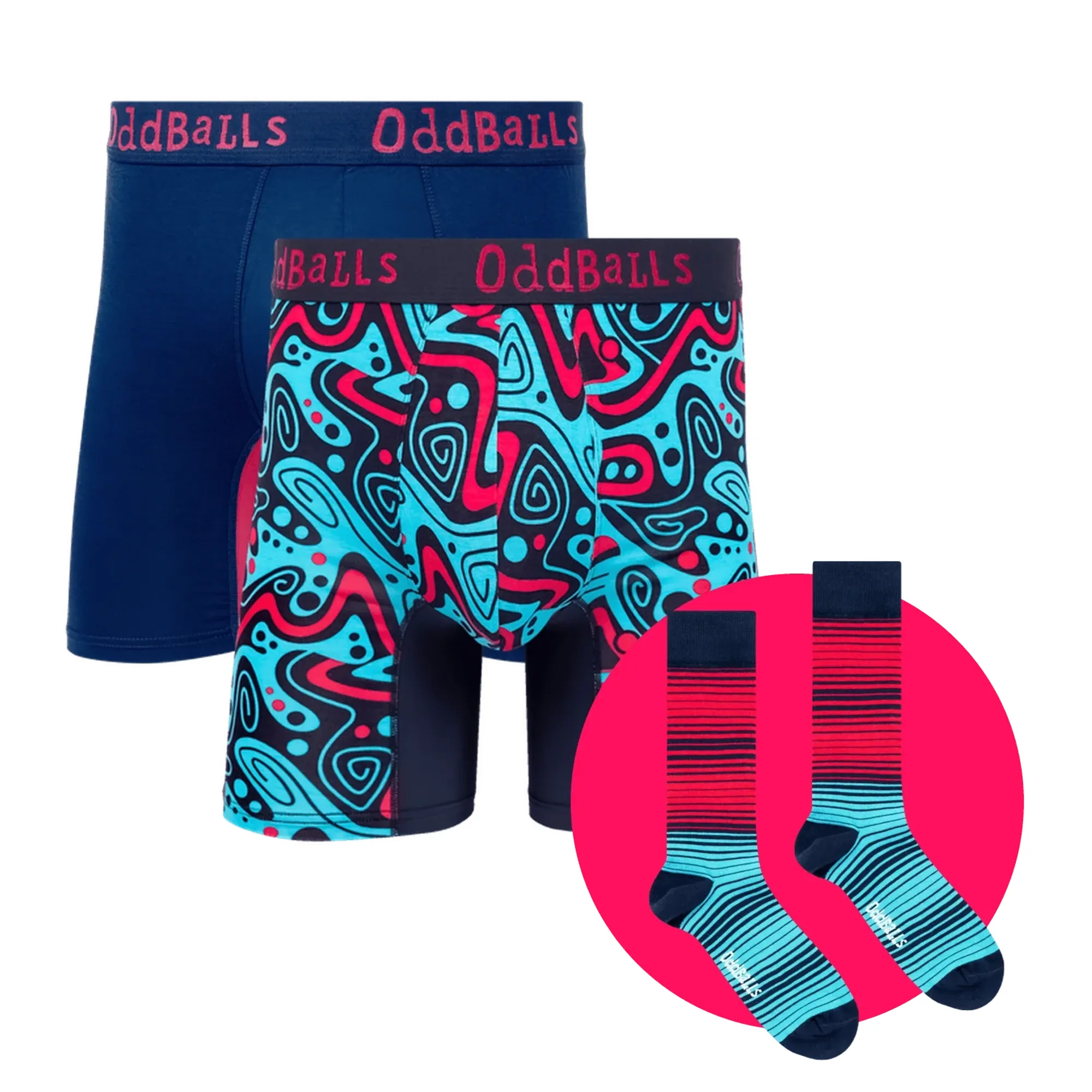 Tidal Wave Bundle - Mens Bamboo Boxer Shorts 2 Pack & Matching Socks