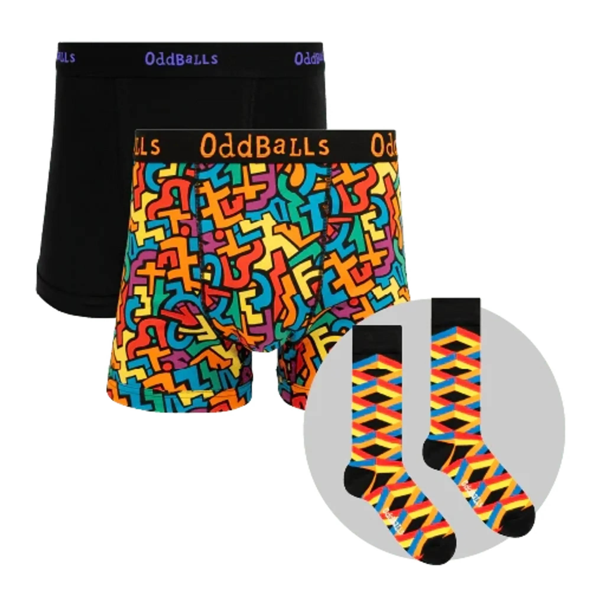 Puzzle Bundle - Mens Cotton Boxer Shorts 2 Pack & Matching Socks