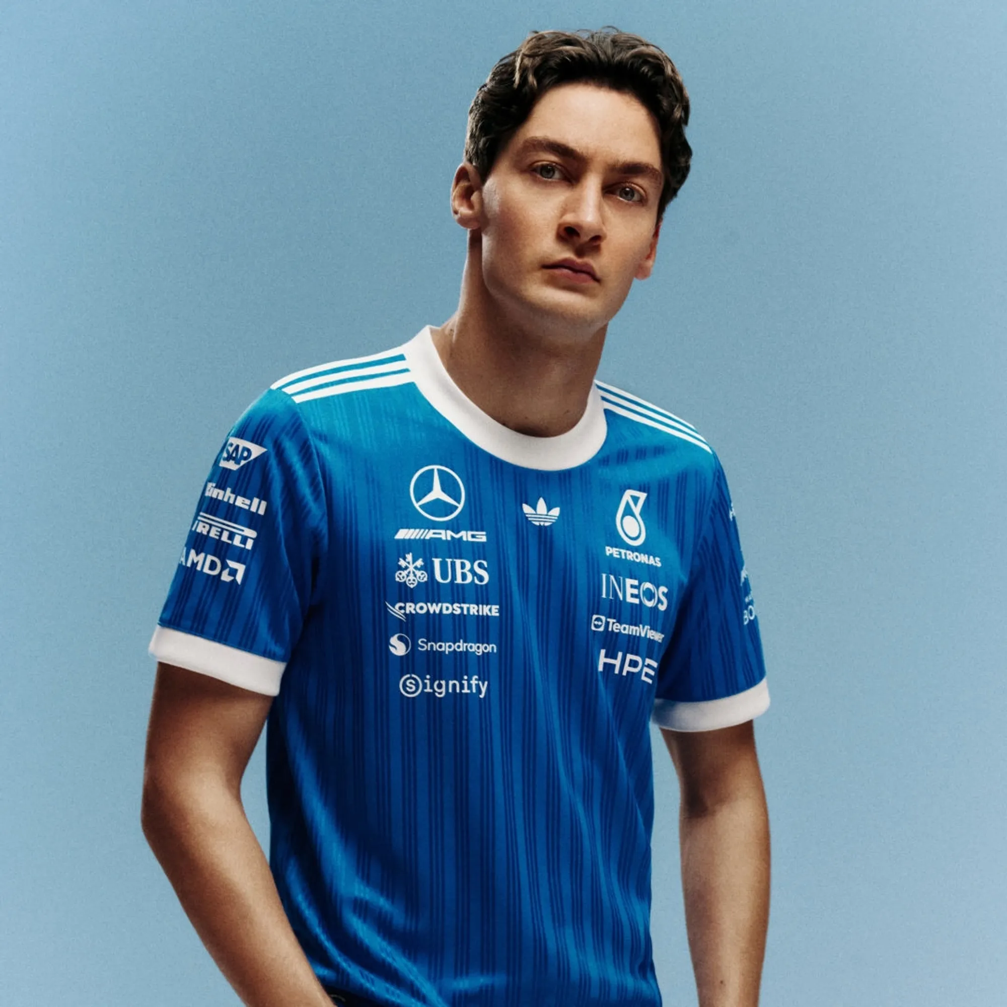 adidas MERCEDES - AMG PETRONAS FORMULA 1 TEAM BLUE WONDER AUTHENTIC DRIVER JERSEY