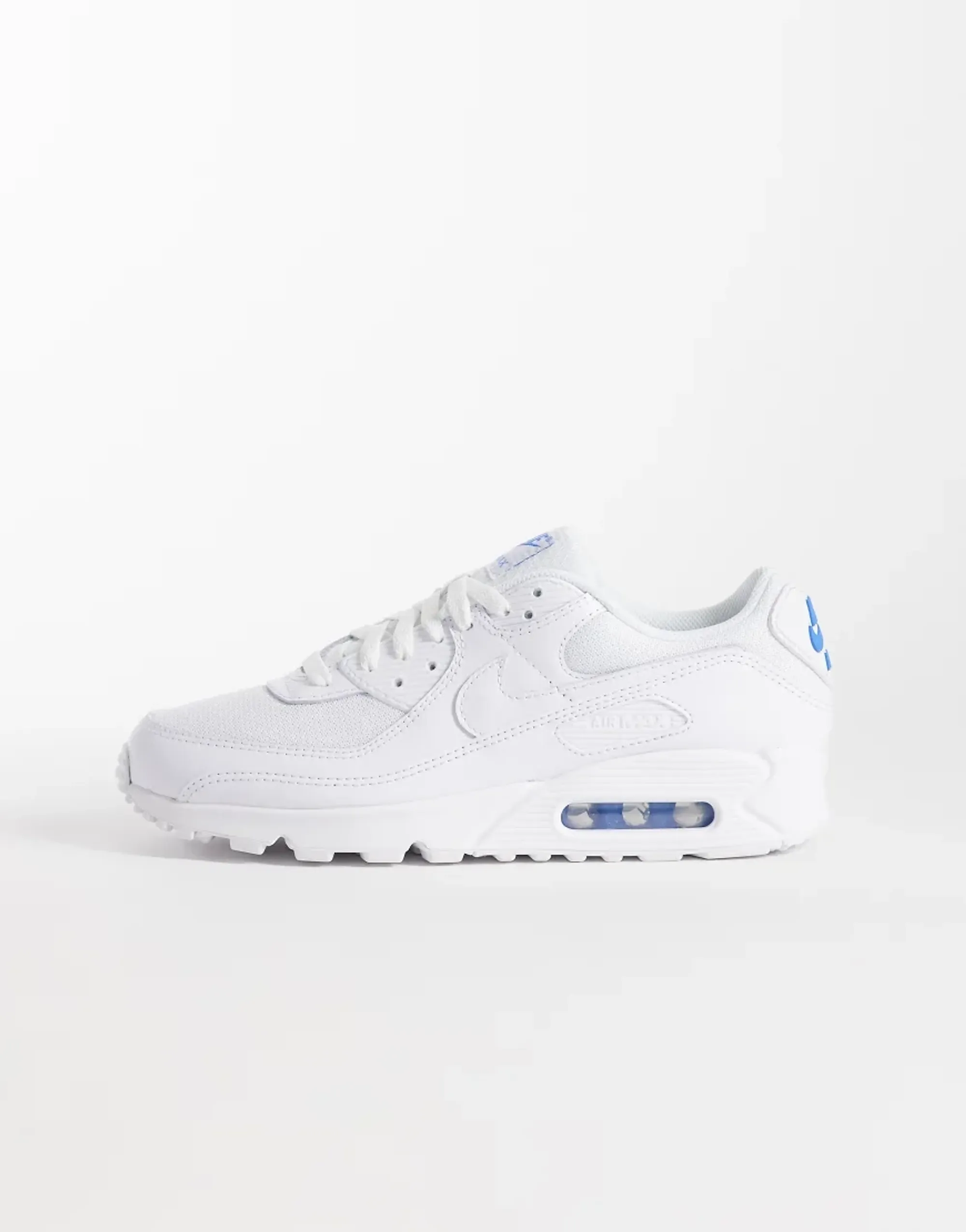 Nike Air Max 90 Trainers In White And Blue